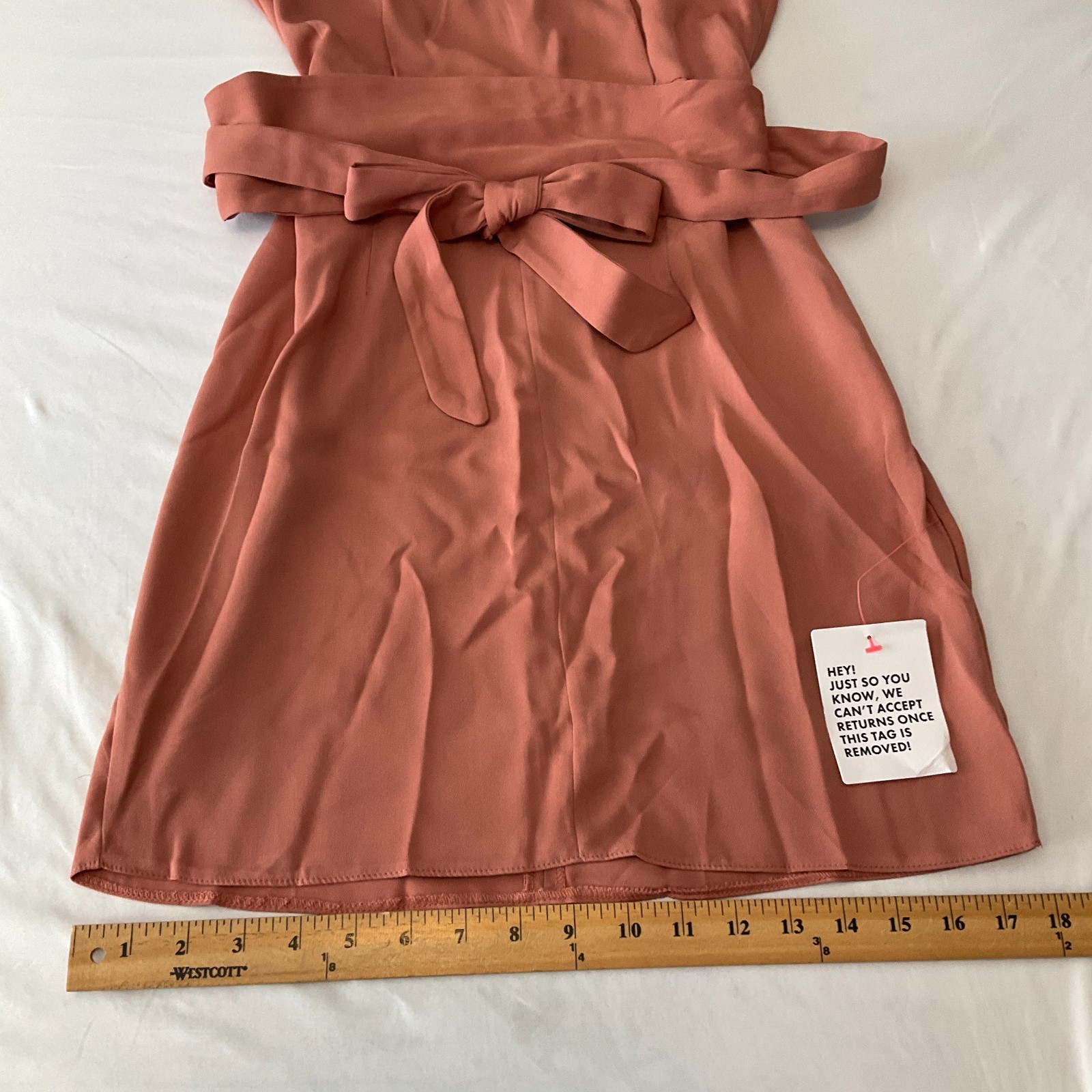 Asos Design Mini Dress Womens Size 4 Peach Belted Sleeveless Stretch Zip