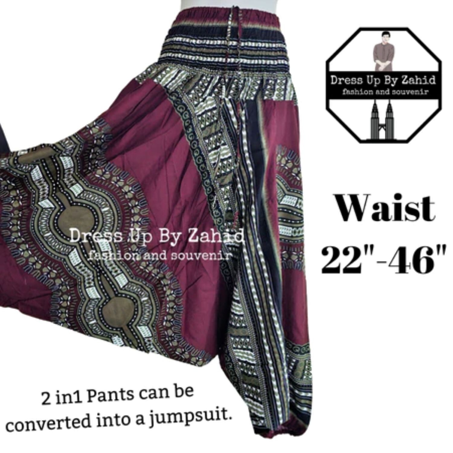 Magical Low Cut Aladdin Pants can be converted into a jumpsuit. Get 3 pieces