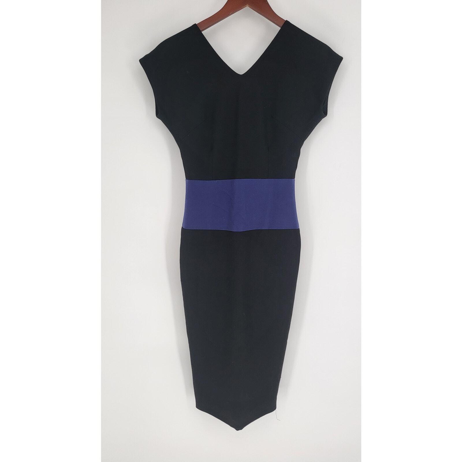 Civerne Black Blue Colorblock Bodycon Pencil Dress Sleeveless Women’s 2 / XS