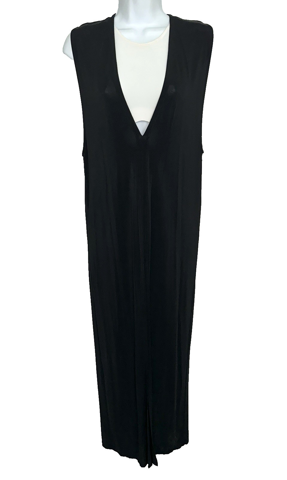HELMUT LANG Size XS Sleeveless Maxi Dress Black w/ White Underlayer Made in USA