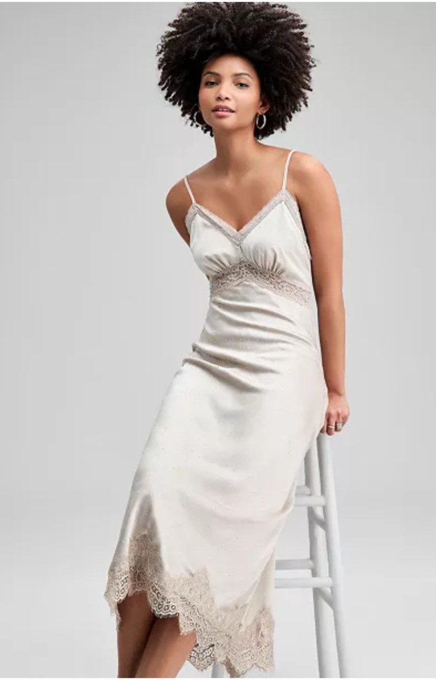 And Now This Women’s Embellished Satin Slip Dress Size Large