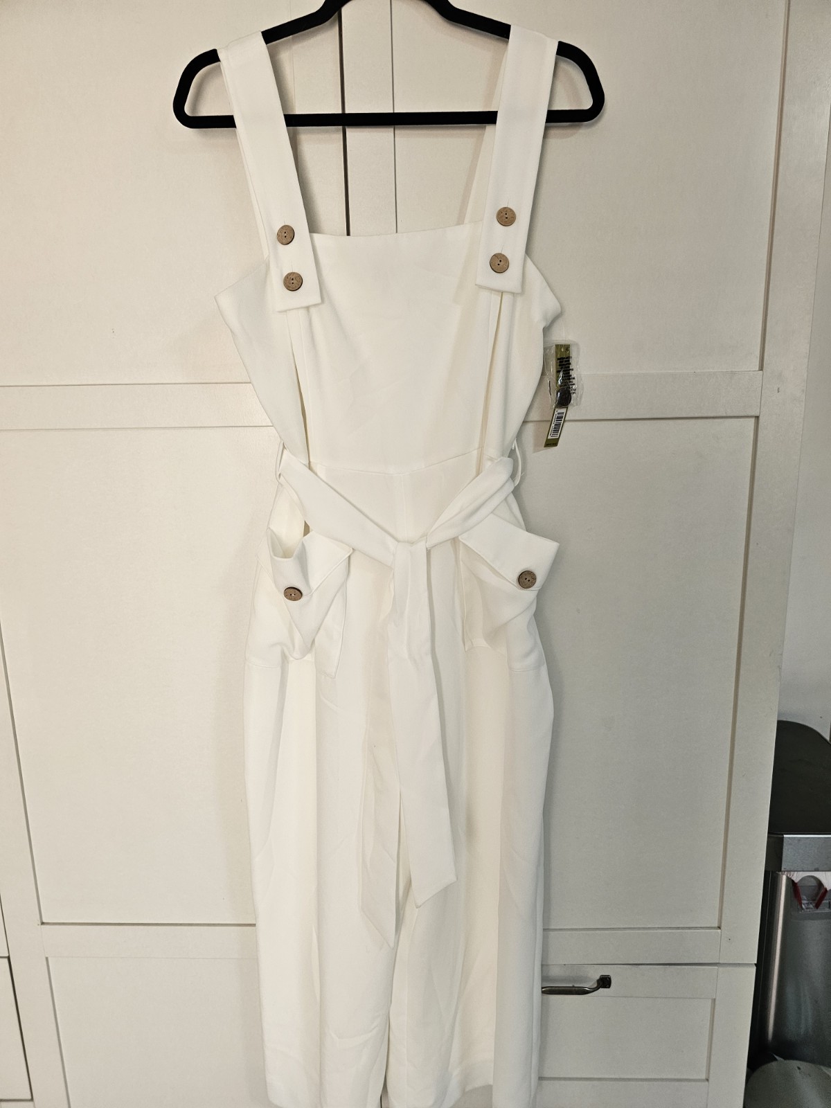 Gianni Bini Daphne Apron Jumpsuit White Ivory Wide Leg NWT Size 8 Bridal Career