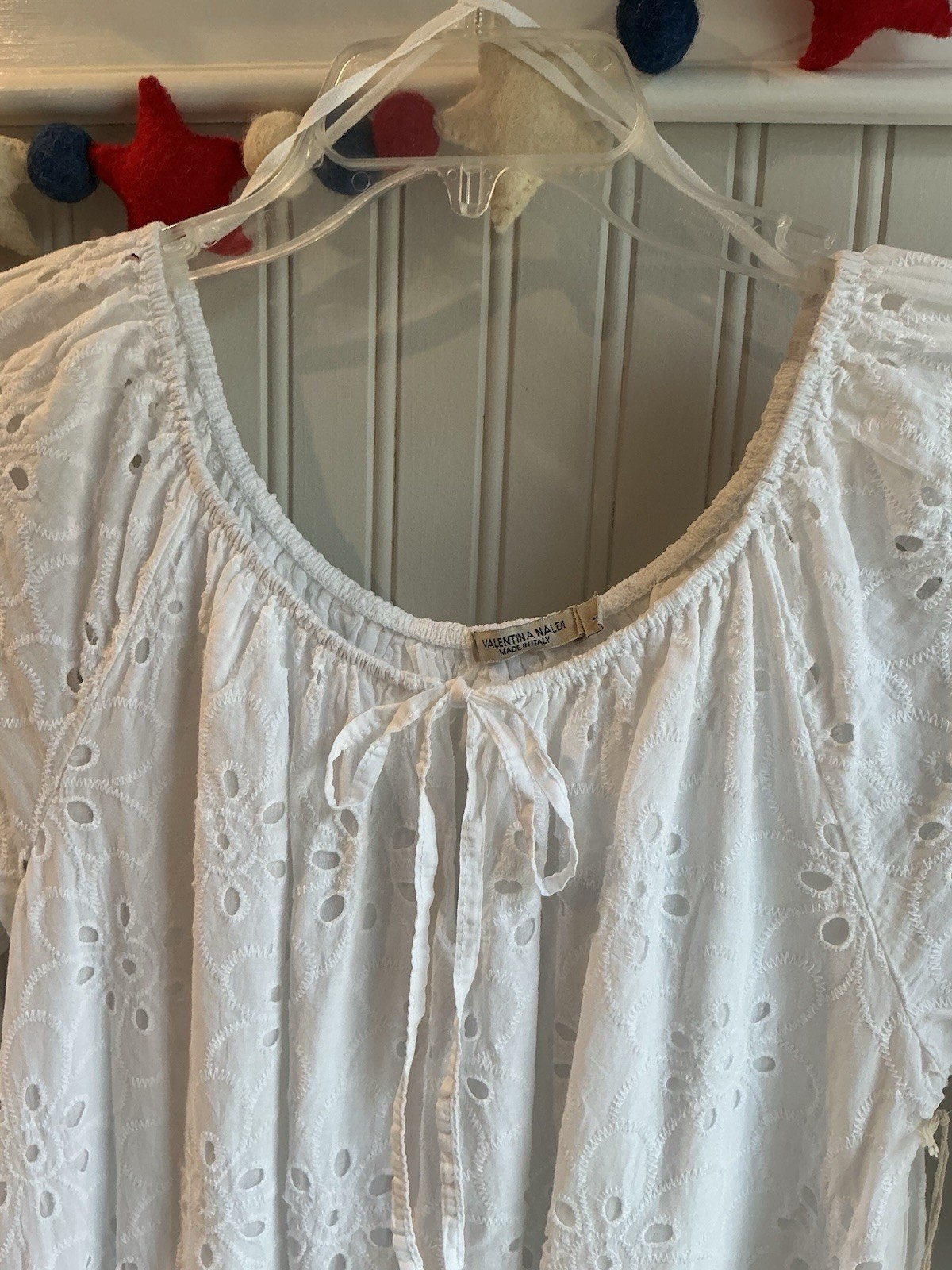 VALENTINA NALDI, EMBROIDERED EYELET, TIERED DRESS, LINED, WHITE, COTTON, NWT.