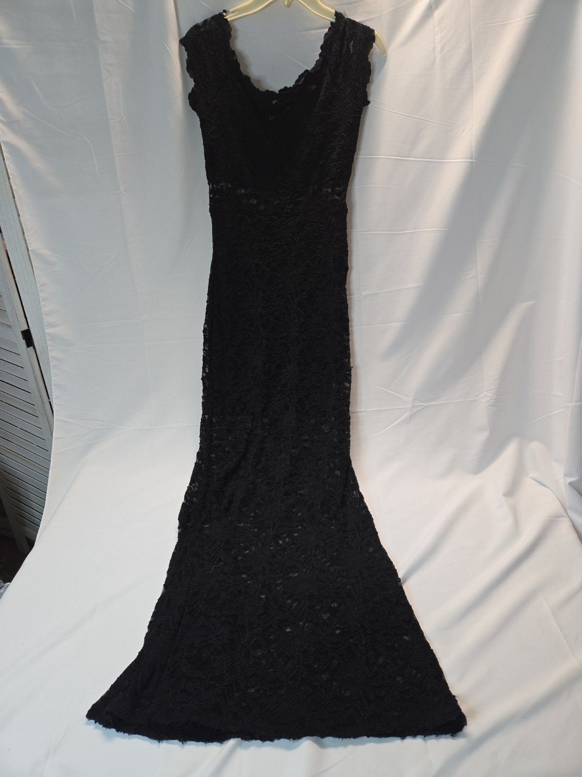 Jump Apparel Womens 5/6 Black Floral Lace Whimsigoth Evening Gown Sheer Lined