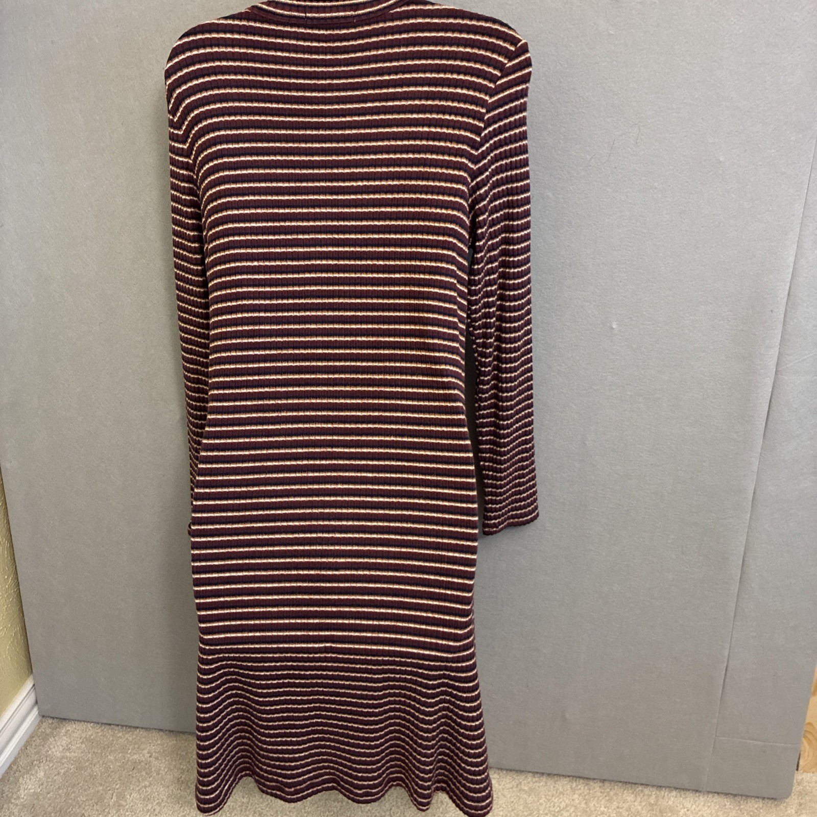 American Eagle Brown/Black stripes Knit Shirt Dress Button Front Long Sleeve