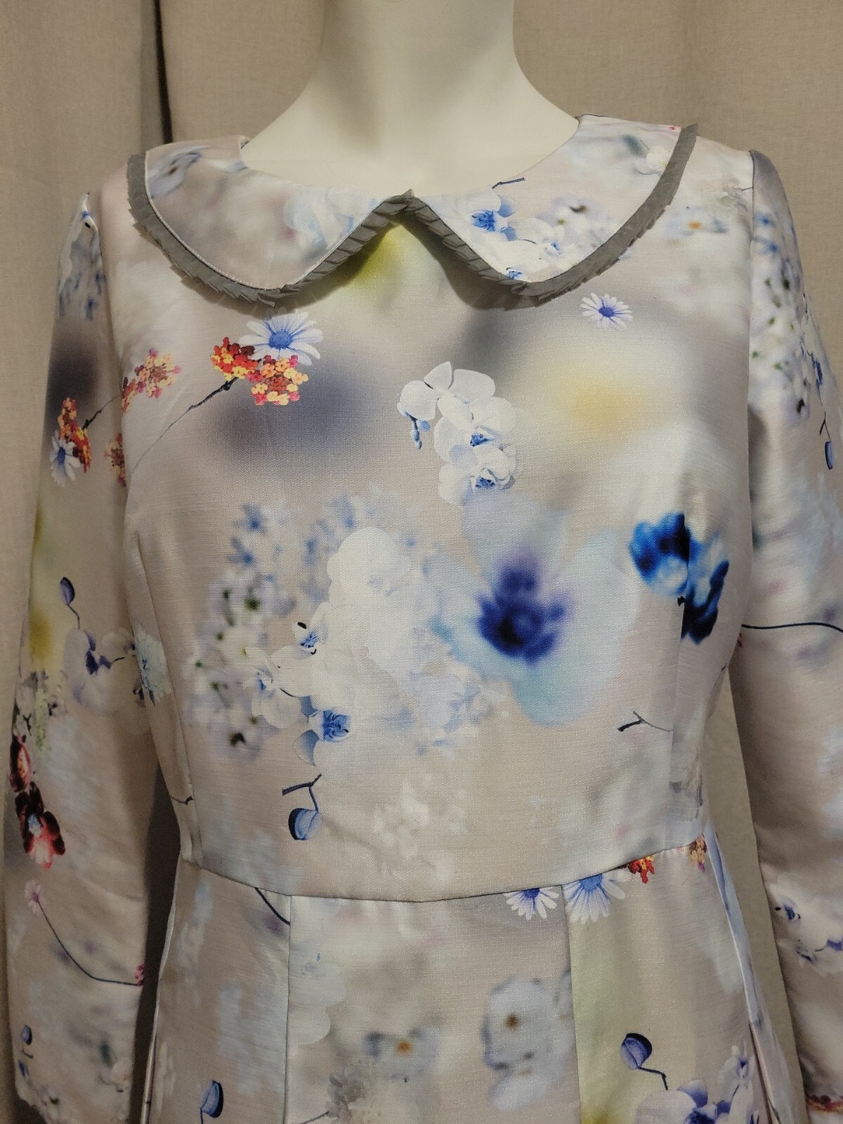 Kimono Inspired Print, Modest, A Line Pleated Dress XXL (Lg), HZY, Fully Lined.
