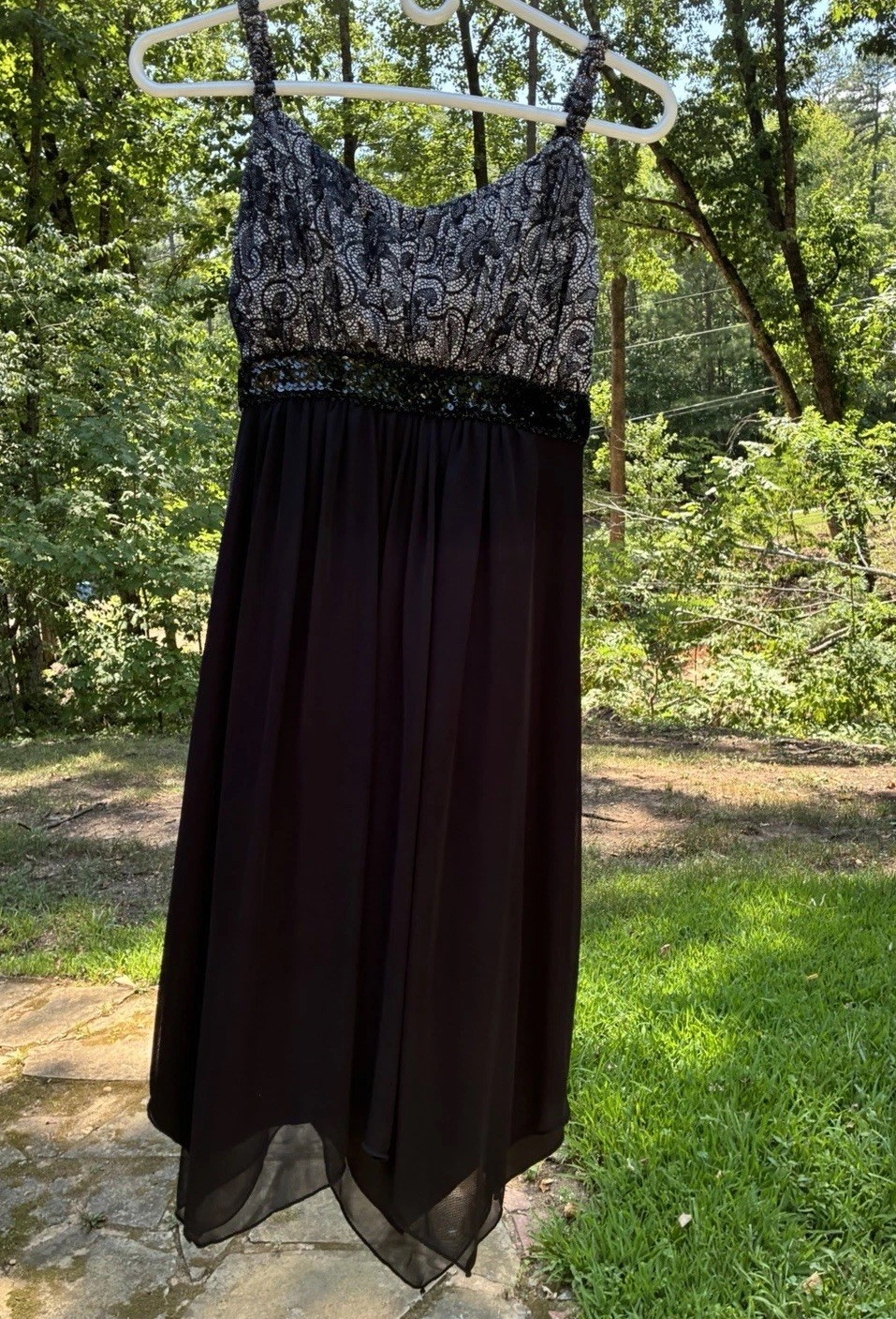 Sweet Storm Dress 14W Black Lace Handkerchief Hem Whimsigoth Gothic Dress