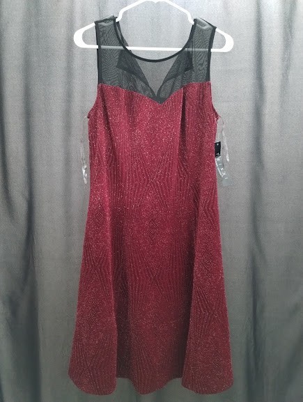 Trixxi Clothing Co Sleeveless Burgundy Sparkle and Black Mesh Size 1X NEW