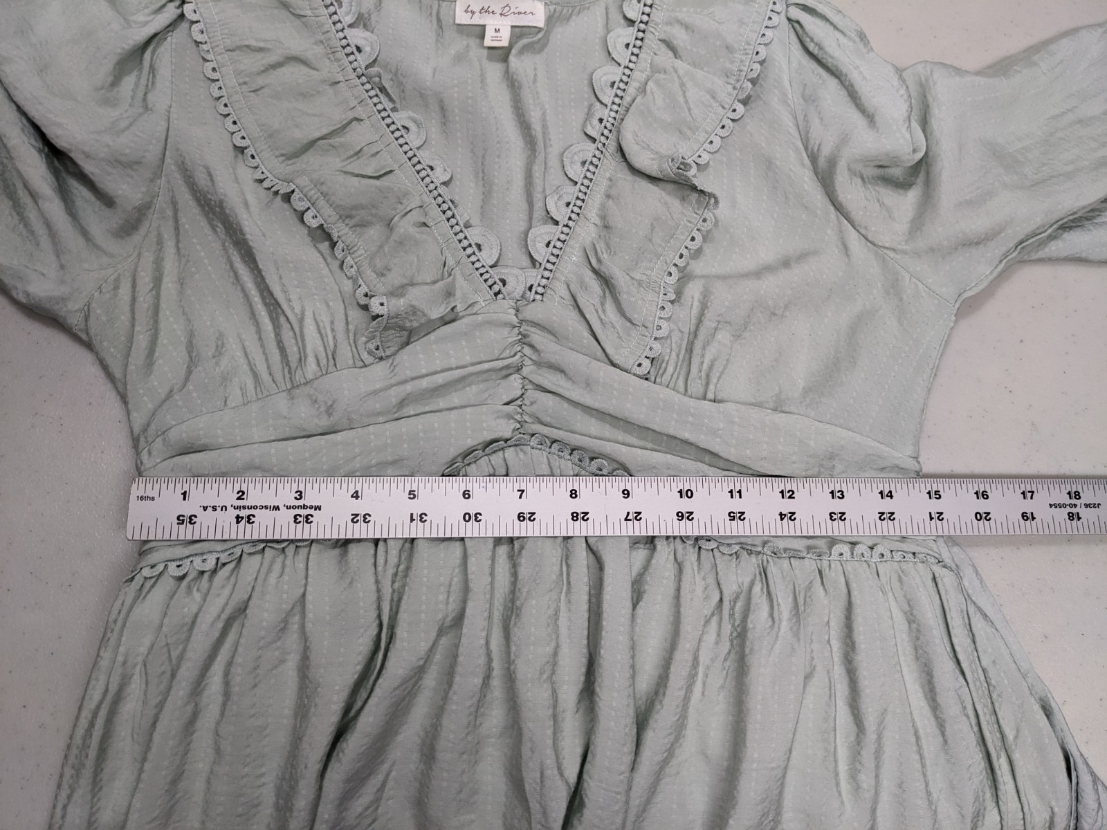By The River Cottagcore Long Sleeve Babydoll Midi Dress Womens M Whimsical Peasa