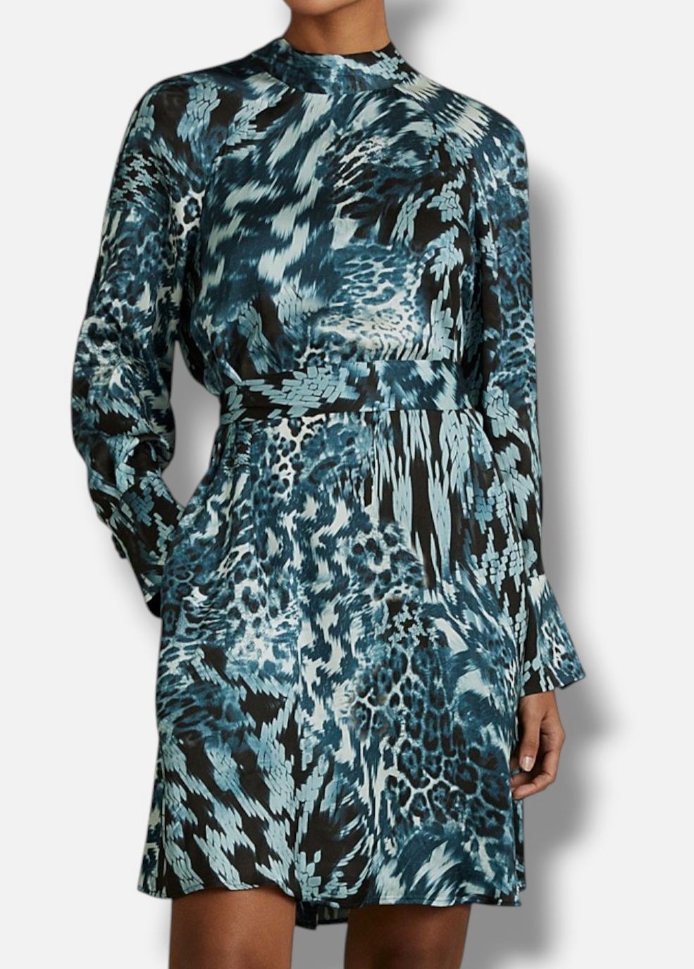 Reiss Women’s Blue Ester Printed Flippy Dress Size 2