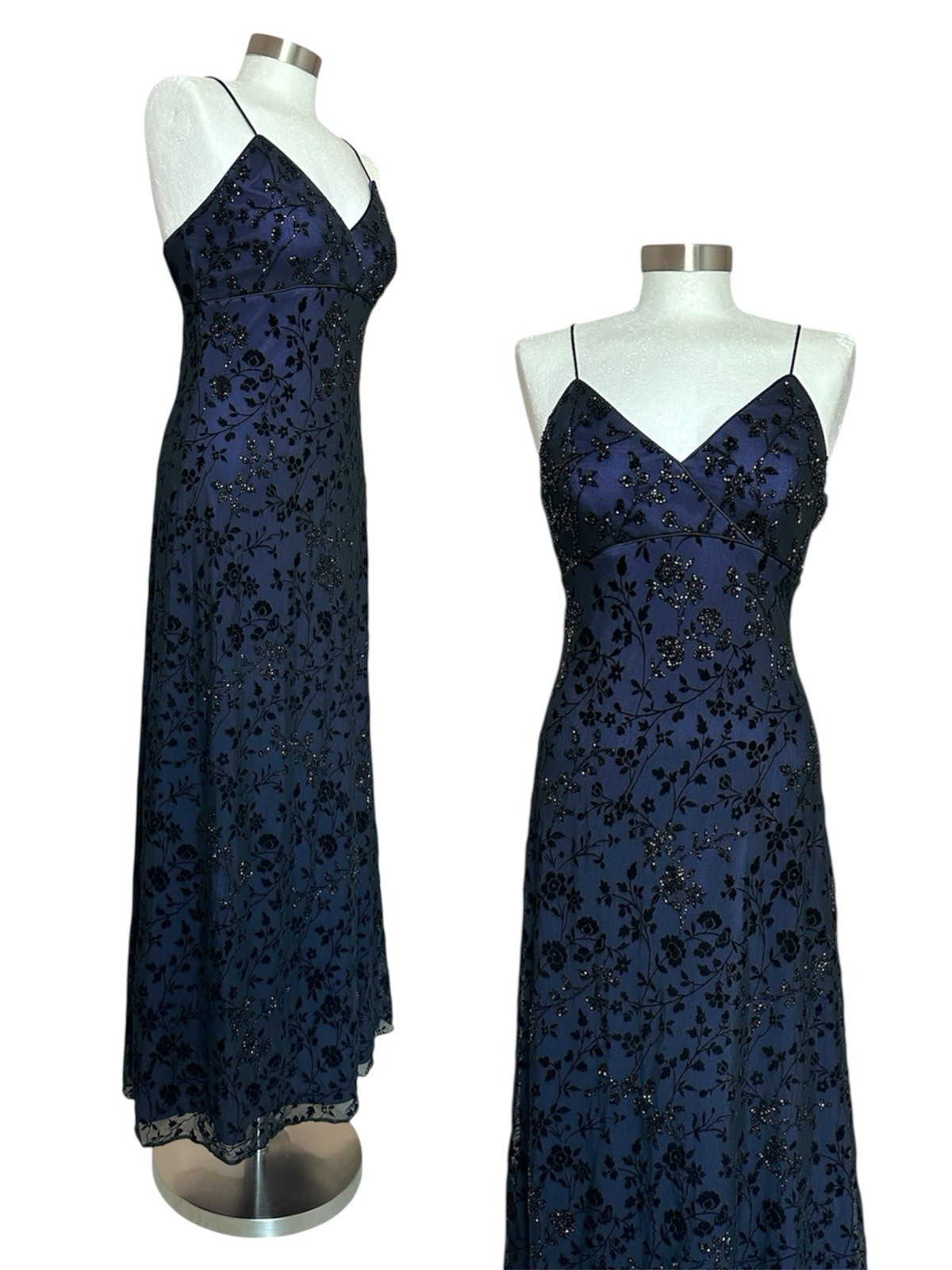 Vintage Y2K 90s Gothic Grunge Purple Vampy Formal Gown Prom Beaded Dress Size 4