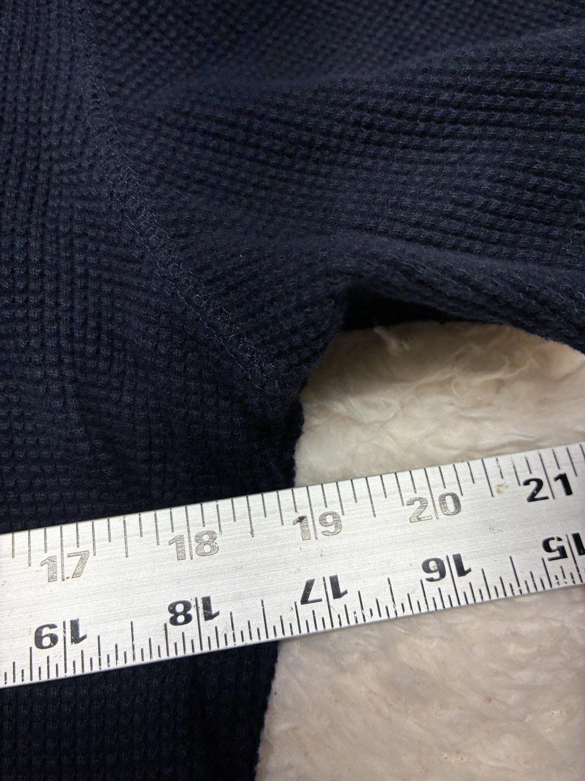 Eddie Bauer Dress Womens Medium Navy Waffle Knit Thermal Short Sleeve Casual