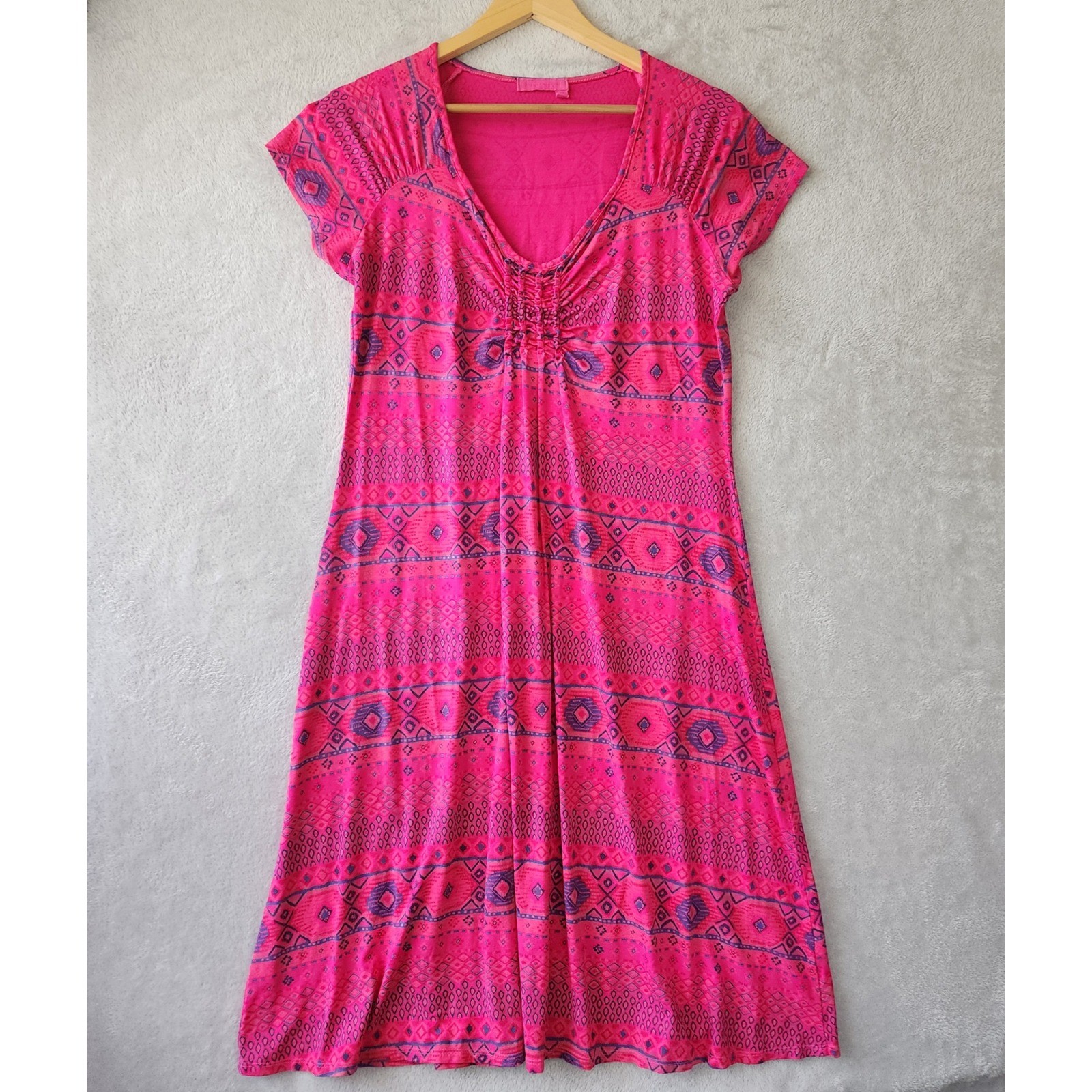 Fresh Produce Dress Womens Size Medium Pink Magenta Geometric Emma Stamped USA