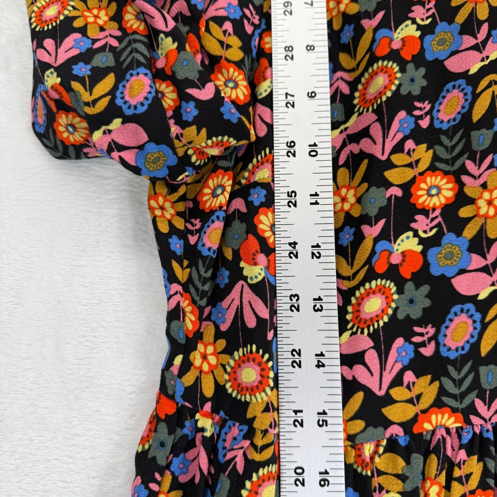Boden Womens Floral Long Sleeve Maxi Dress Black Pink Orange US 6R UK 10R Boho
