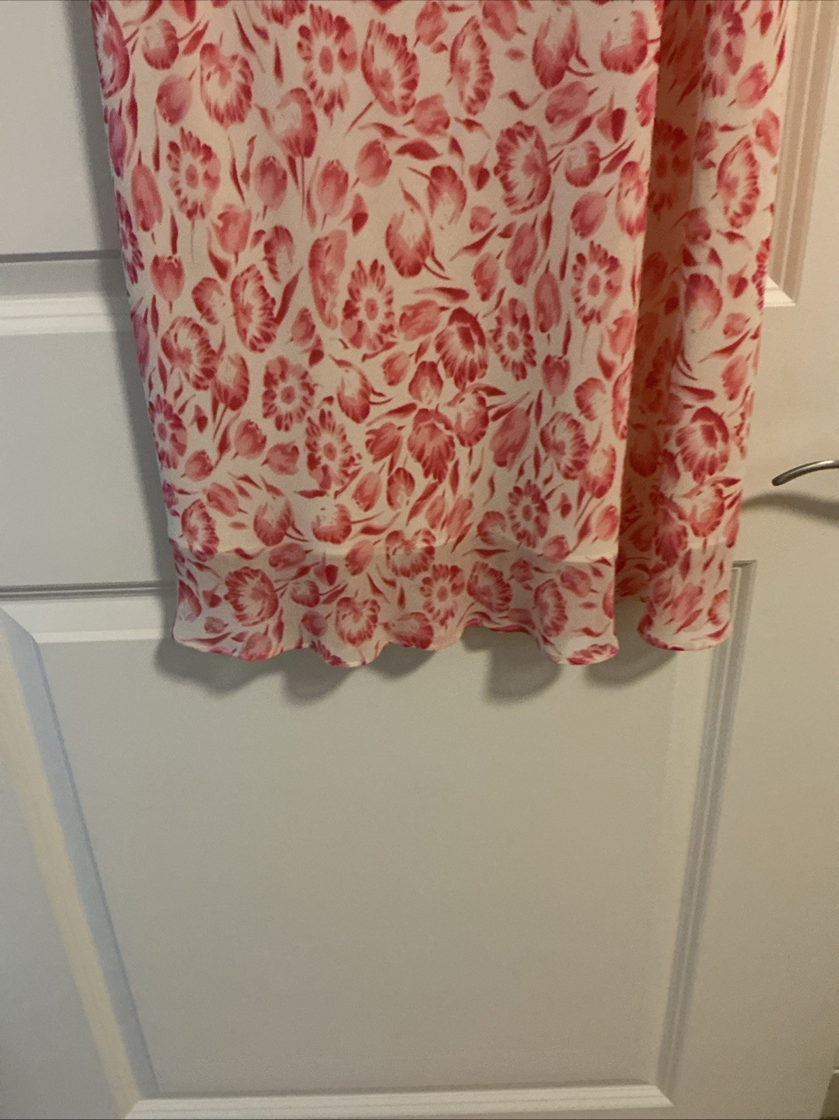 LOFT Ann Taylor NWT Floral Ruffle Dress 10 Petite Pink Cream Summer Casual