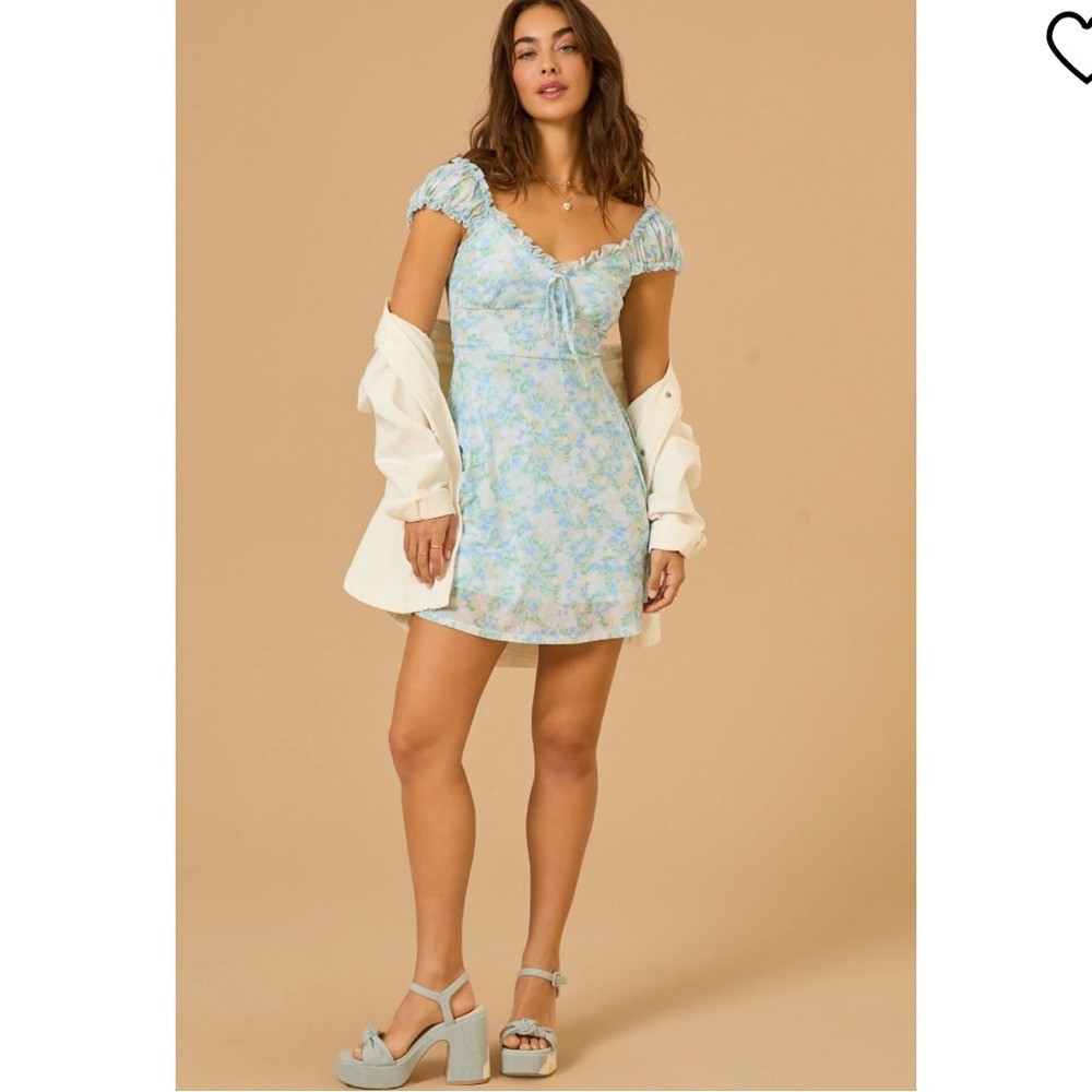 NWT Altar’d State Floral Blue Yellow Dress Large 10/12
