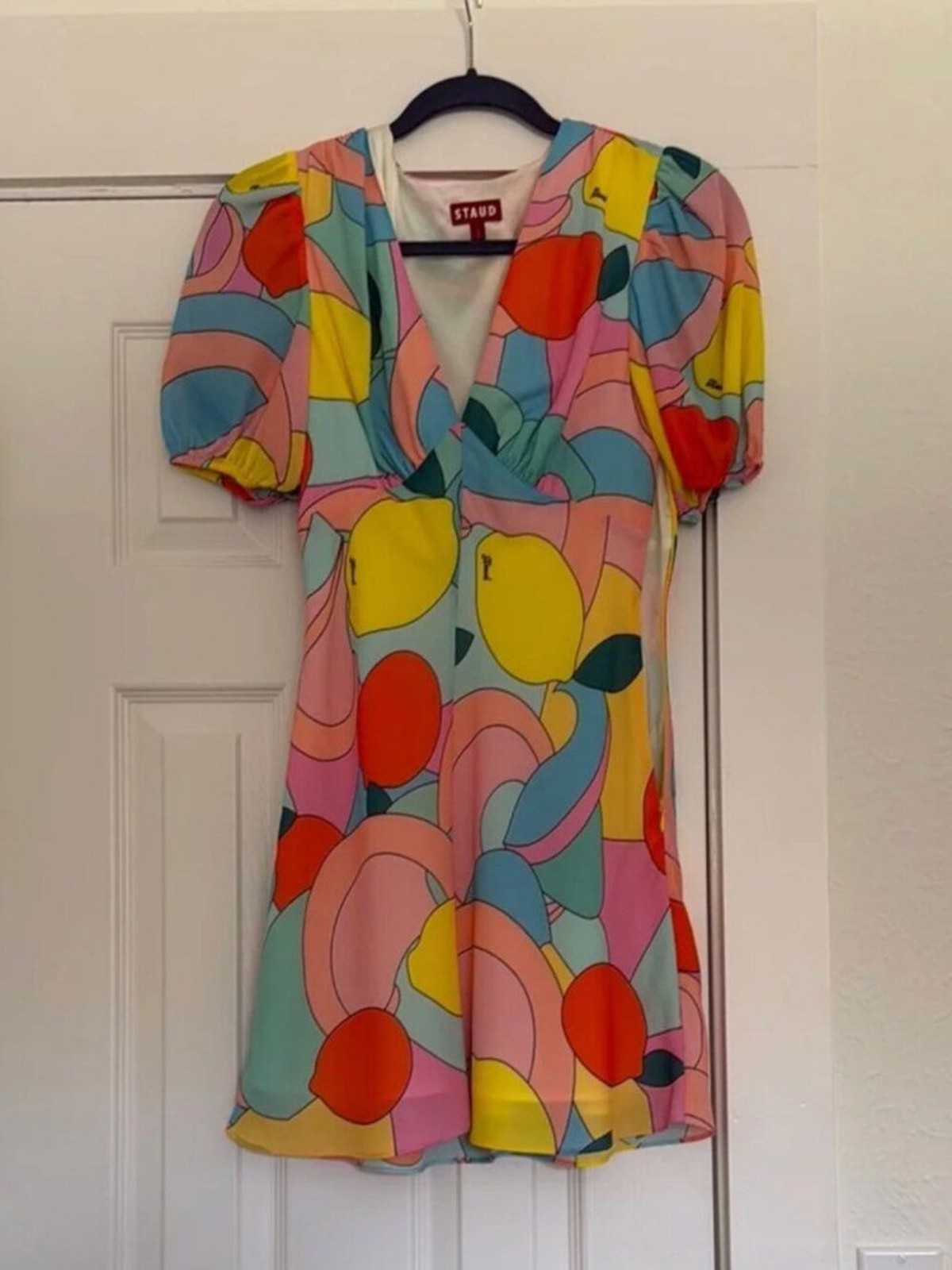 STAUD Milla Mini Citrus Kaleidoscope Dress sz 2
