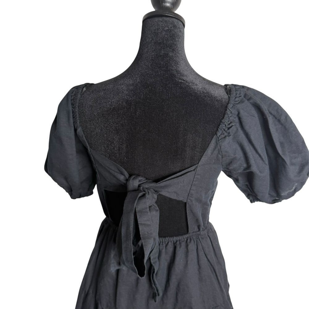 Chelsea & Violet Puff Sleeve Mini Dress Tiered Open Back Milkmaid Size XS