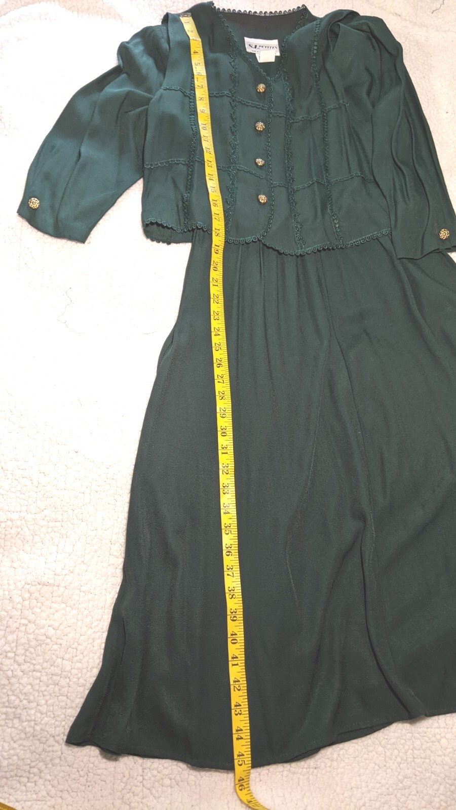 VINTAGE S.L. PETITES Jacket Dress GREEN Blazer Vest & Dress Suit Size 12 PETITE