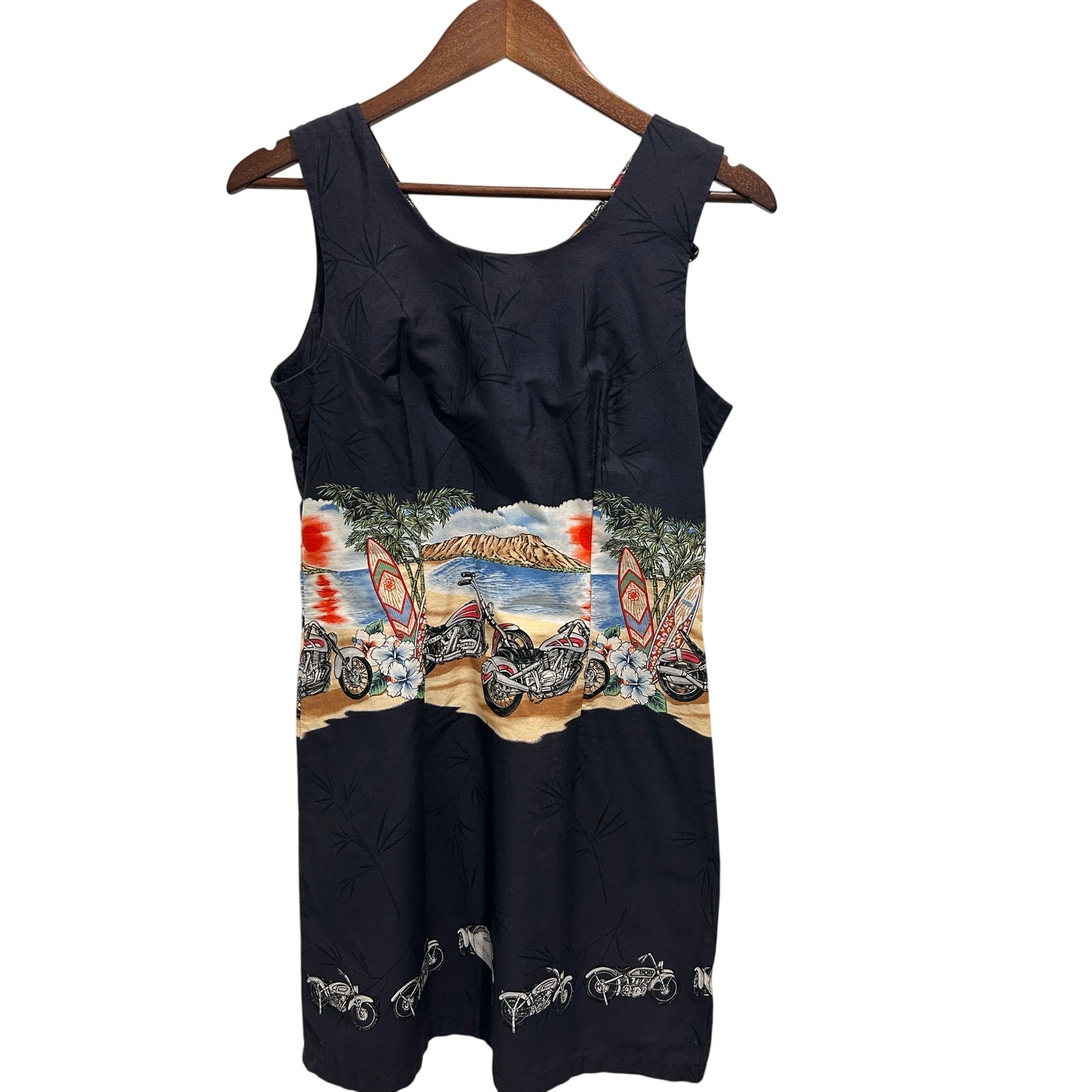 Vintage KY’S Made In Hawaii Motorcycle Surfboard Dress Size M Tropical