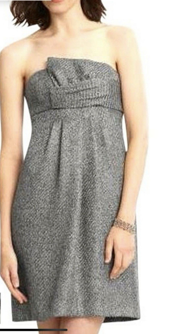 Monogram Banana Republic Metallic Tweed Strapless Cocktail Dress – Size: 8 – NWT