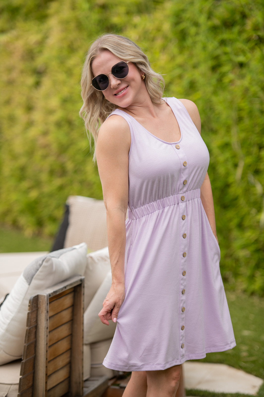 Beverly Button Dress – Lavender by Michelle Mae XS thru 3XL, Soft & Stretchy