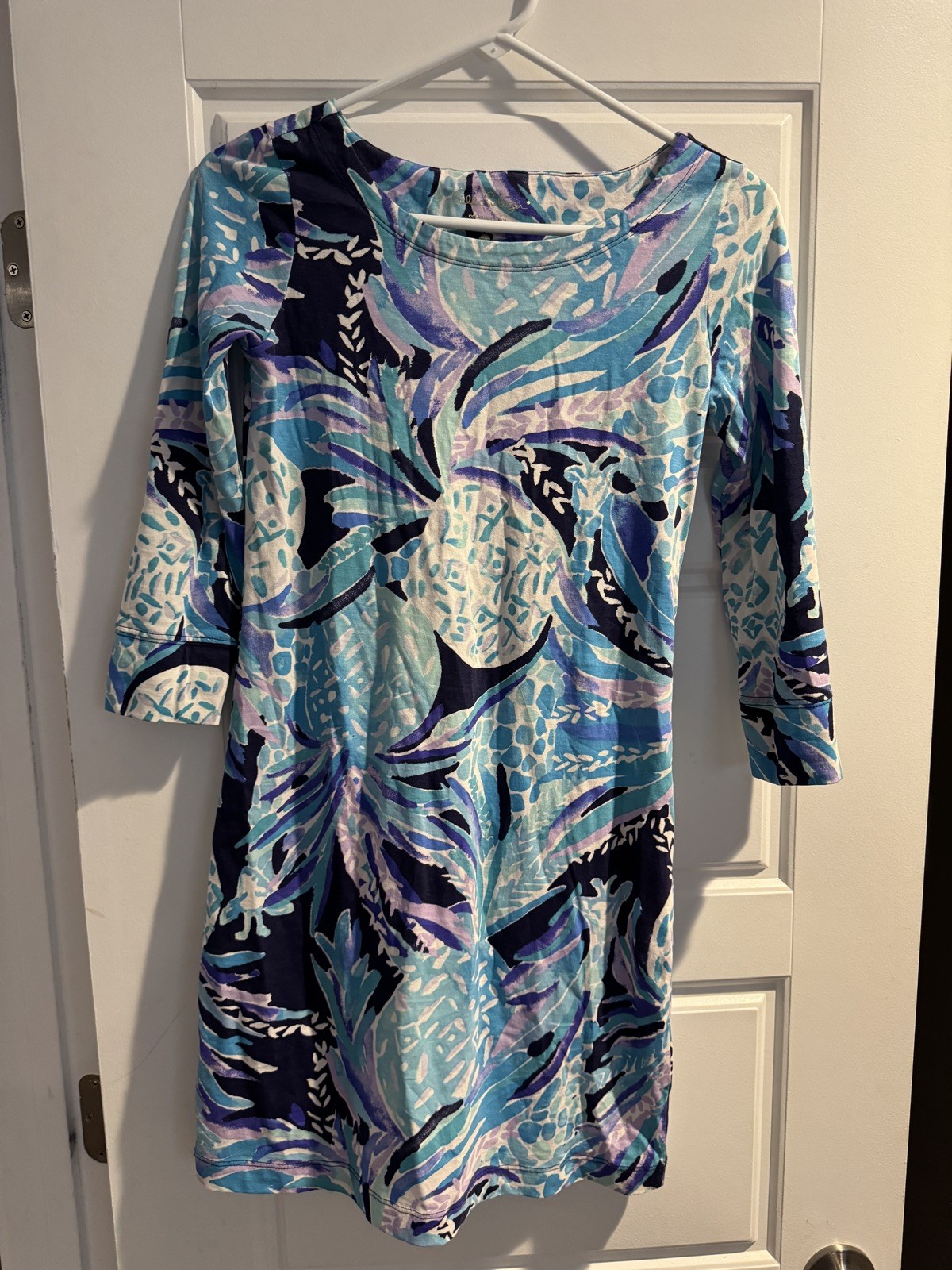 Lily Pulitzer UPF+ 50 Sophie Dress Womens XXS Stretch Multicolor Blue Floral