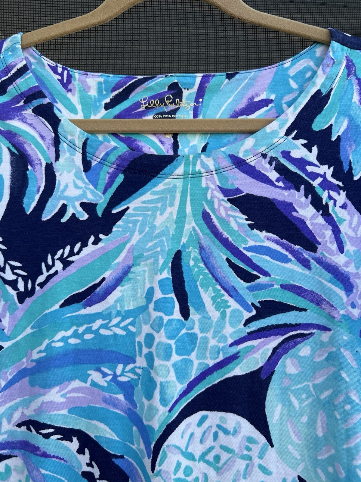 Lilly Pulitzer Hollee Shift Dress Alotta Colada Size Medium Women Blue Purple