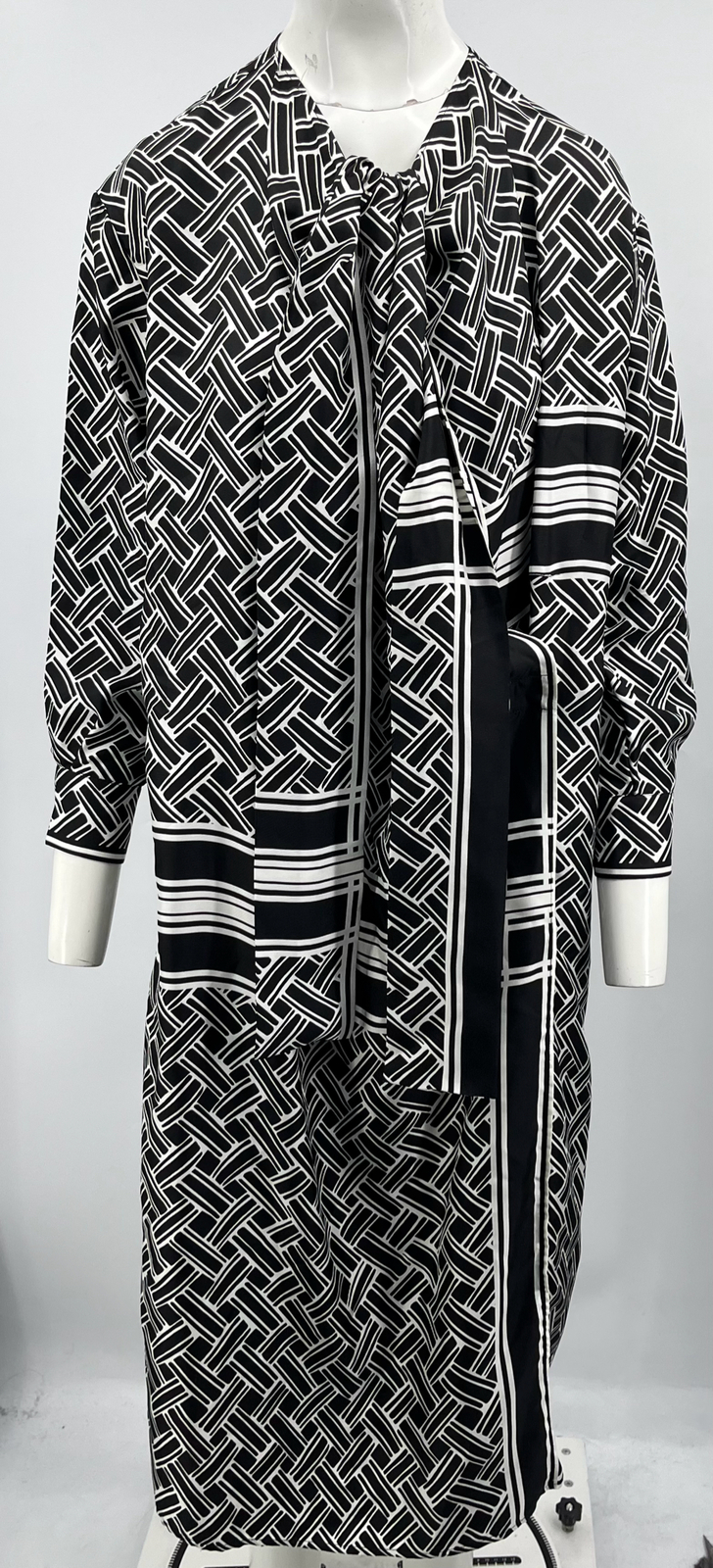 Bottega Veneta Pre-Fall 2019 MISSING BELT Printed Silk-Twill Wrap Dress sz 44