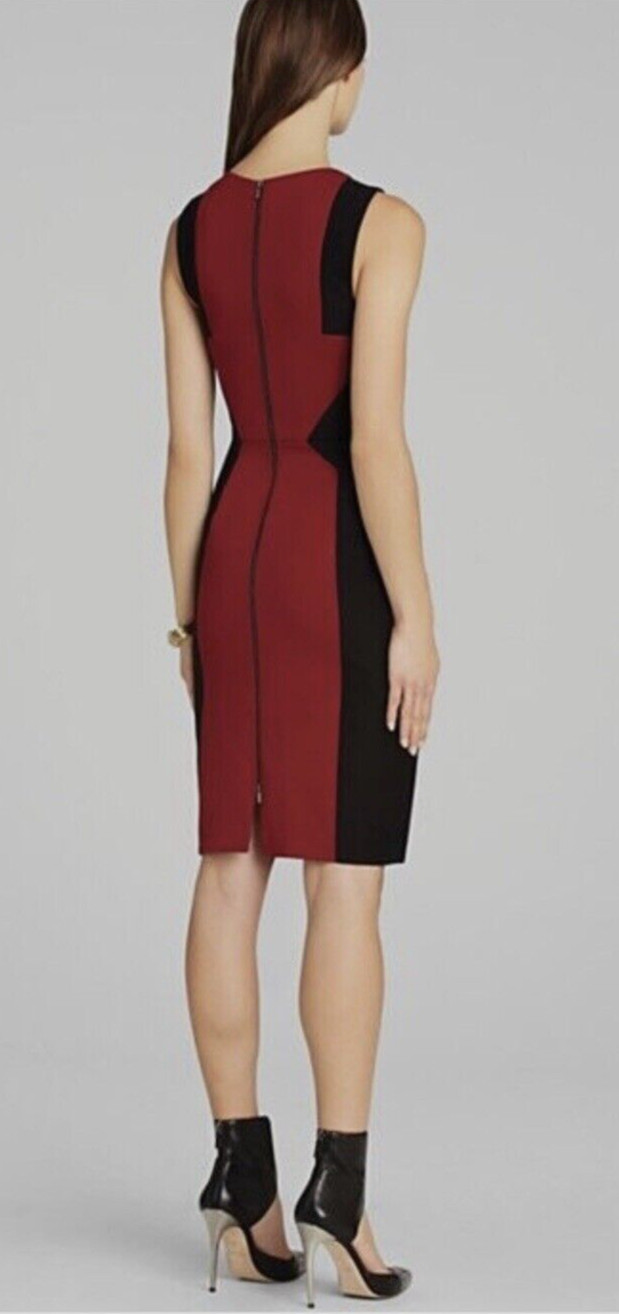 BCBG MAXAZRIA SIZE 4 Evelyn Colorblocked Exposed Zip Sheath Dress