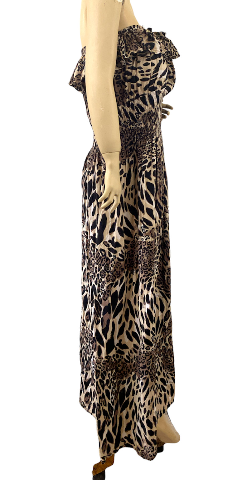 Love Heart Chesley Maxi Sleeveless Animal Print Brown Collarless Dress Size 2X