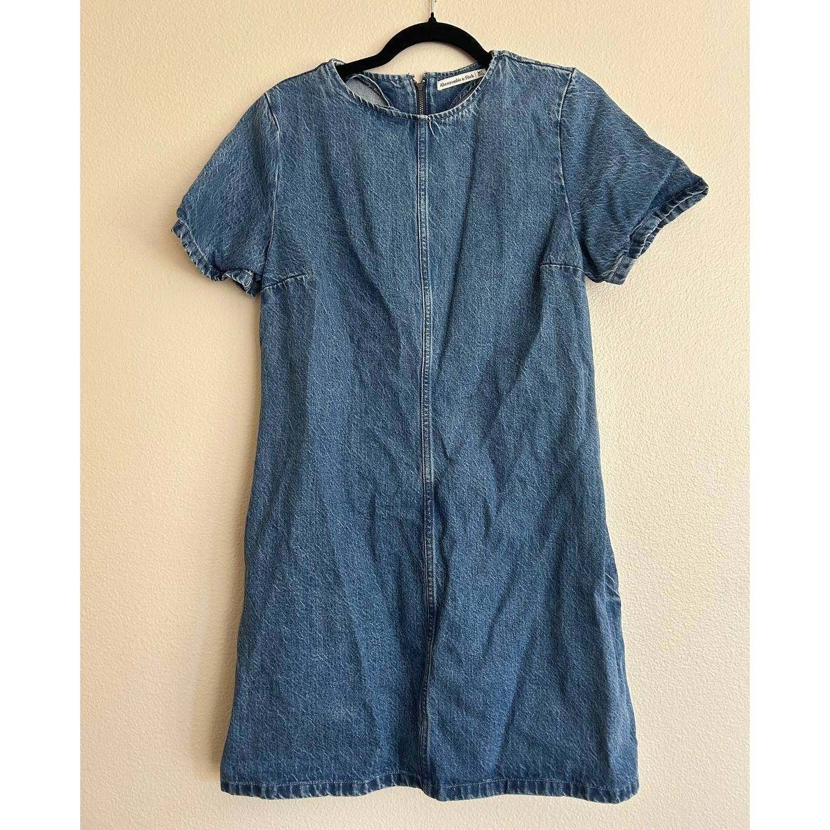 Abercrombie & Fitch M Wash Denim Shirt Dress Y2K Cottagecore Coastal Euro Summer