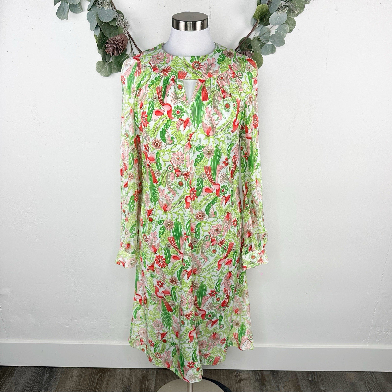 Vintage 60s 70s Handmade House Dress S M Psychedelic Housecoat Midi Floral