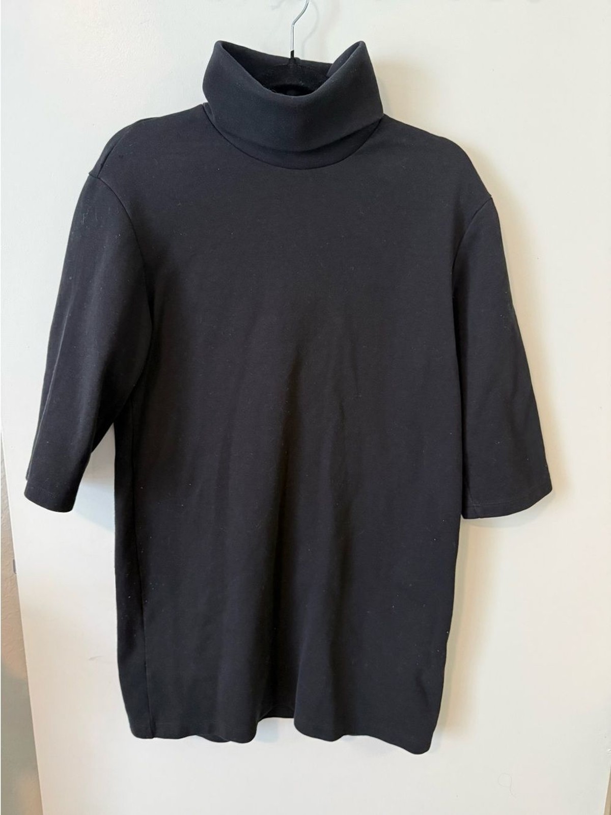 Zara Black Turtleneck Short-Sleeve Mini Dress Fall Effortless Basic Versatile
