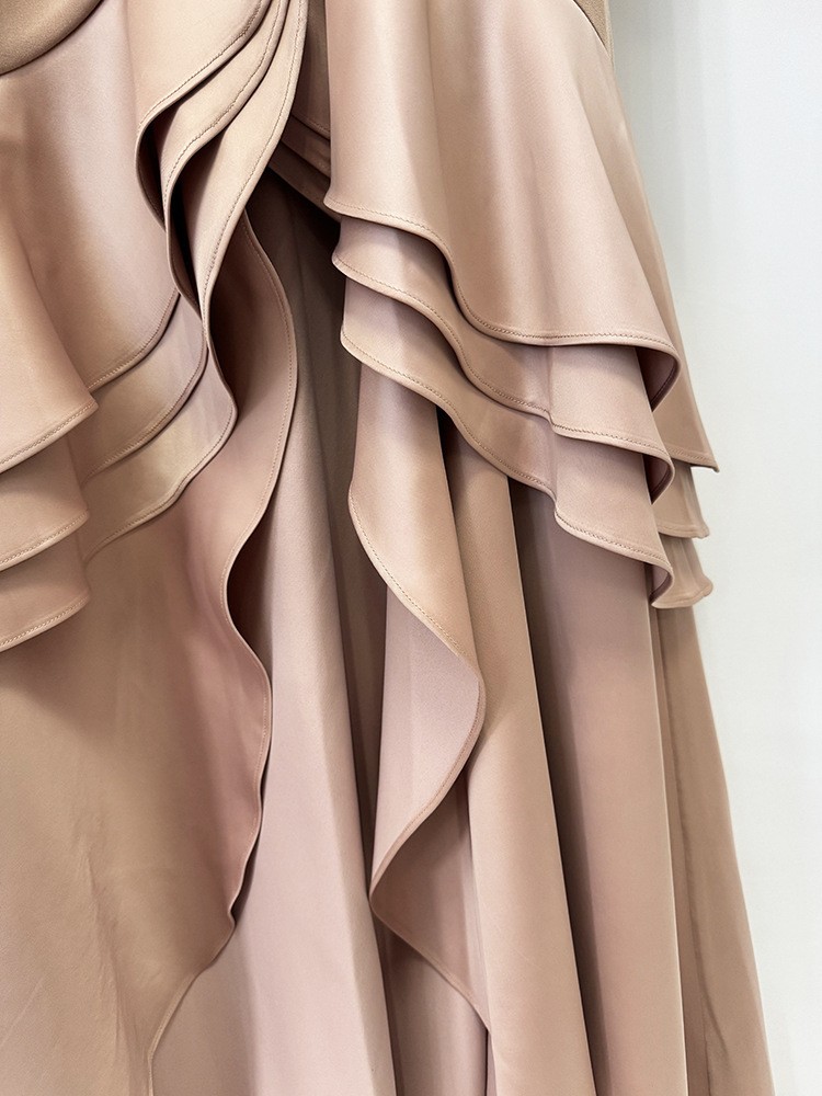 Women’s Elegant Double Breasted Blazer Maxi Evening Dress – Ruffle Mermaid Forma