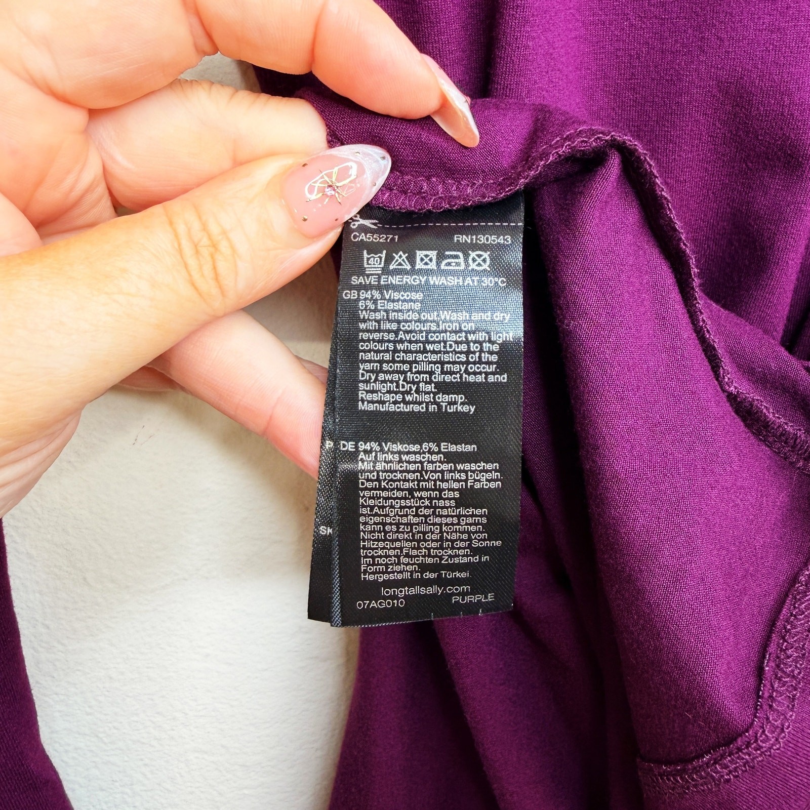 NWT Long Tall Sally Button Down Purple Belted Tie Waist T Shirt Tunic Mini Dress