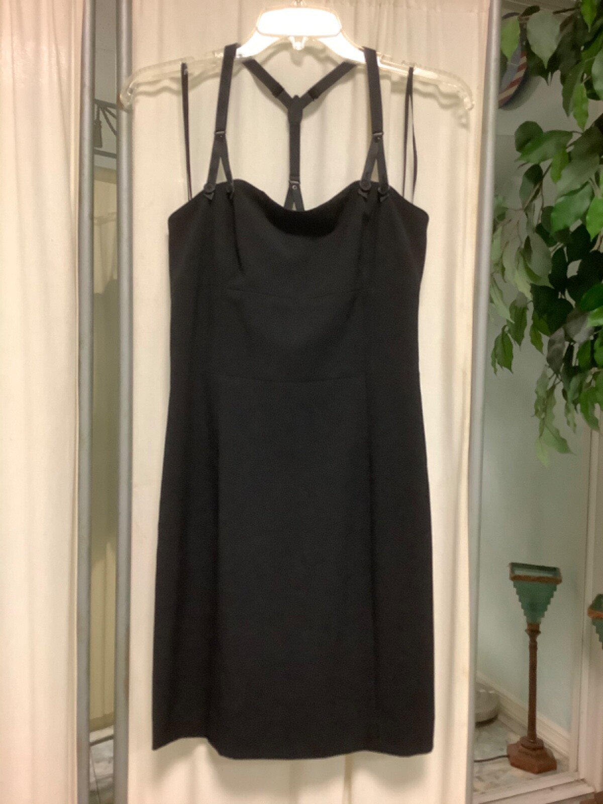 Armani Exchange Black Sleeveless Mini Dress with suspenders