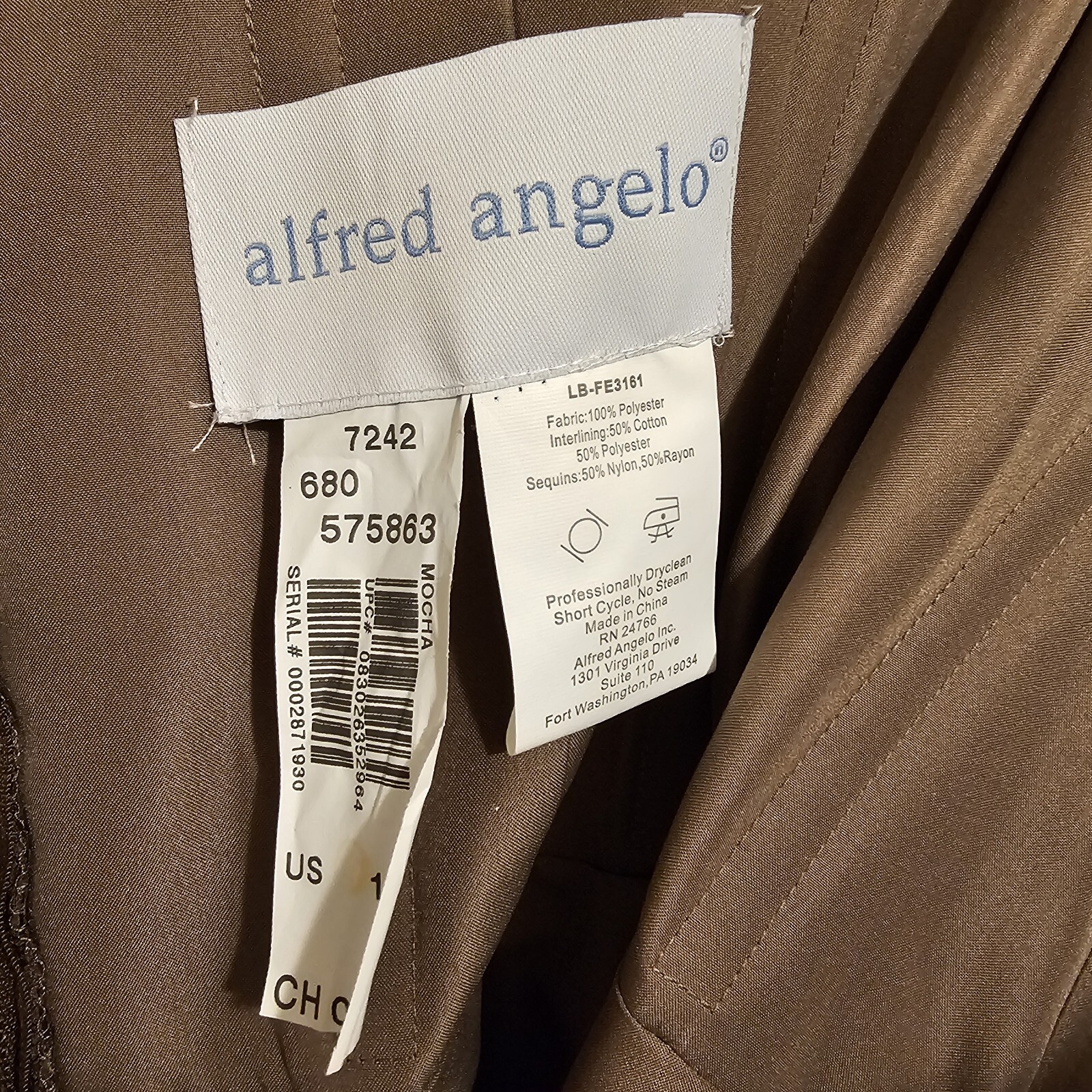 NEW Alfred Angelo Size 10 Evening Dress Formal Gown Bridesmaid Strapless Mocha