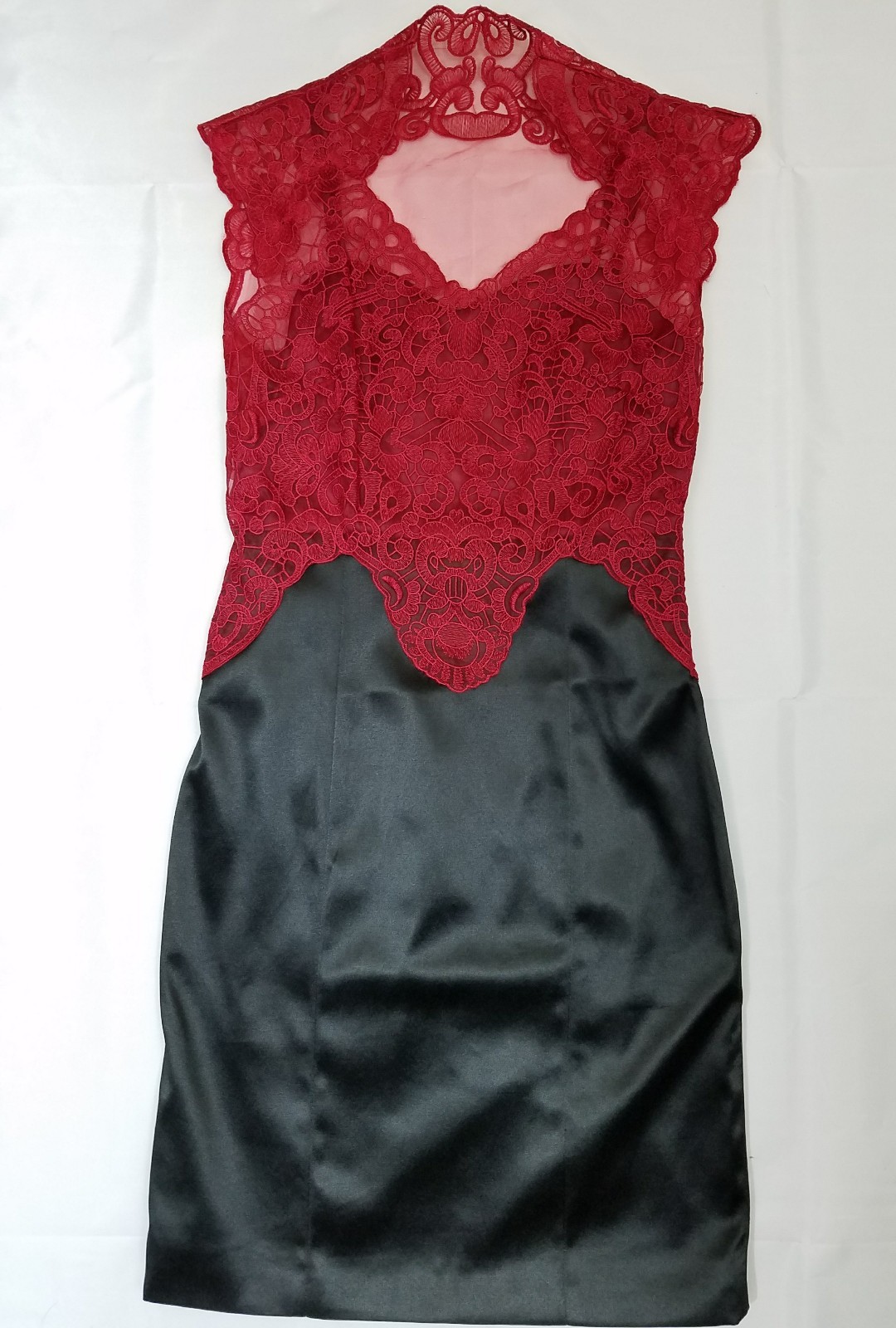 Camisole Lace Slip Sheath Dress Burgundy Black Cocktail Party 4 YUZHONGXIEHOU