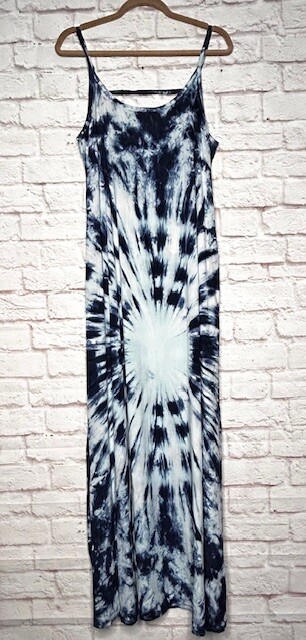 Large/XL New Tie Dye Navy Baby Blue Gauze Slip Dress Maxi Beach Cover 50$
