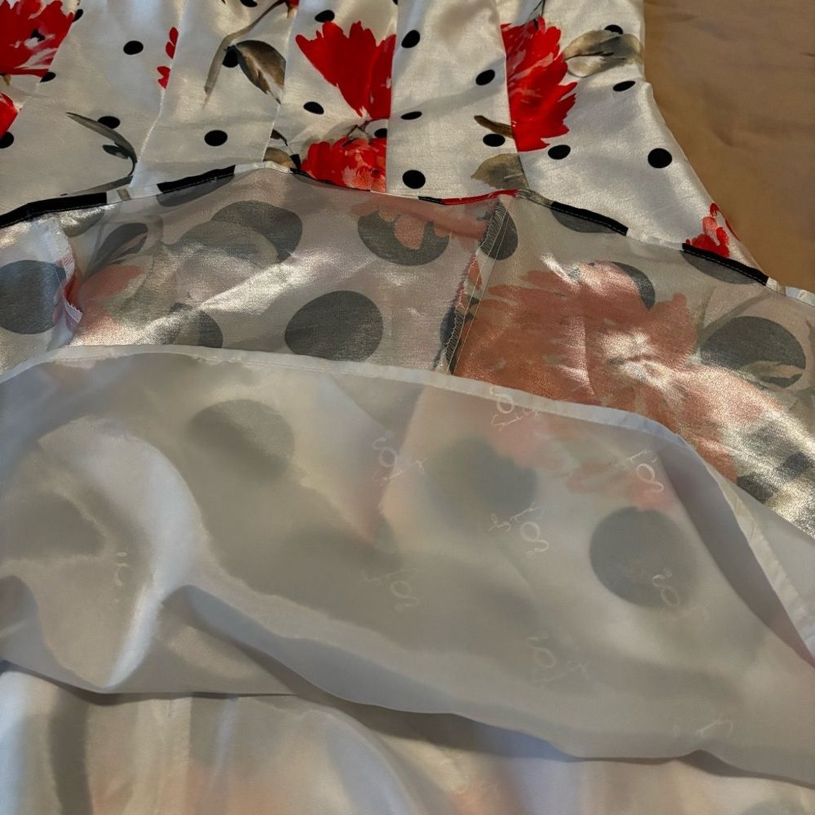 Samuel Dong Floral Polka Dot Fit & Flare Dress Size M Bold Statement Look