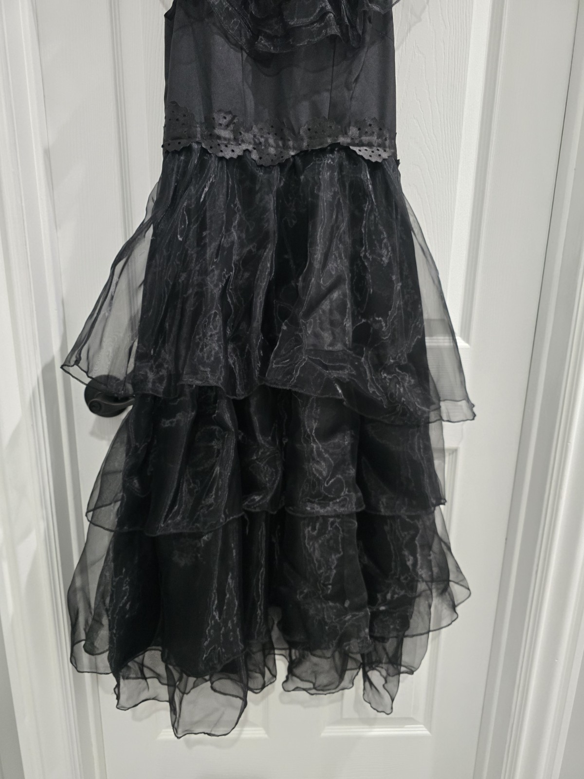 Black Tiered Gothic Punk Tulle Dark Aesthetic Gown Retro Party Size Small EUC