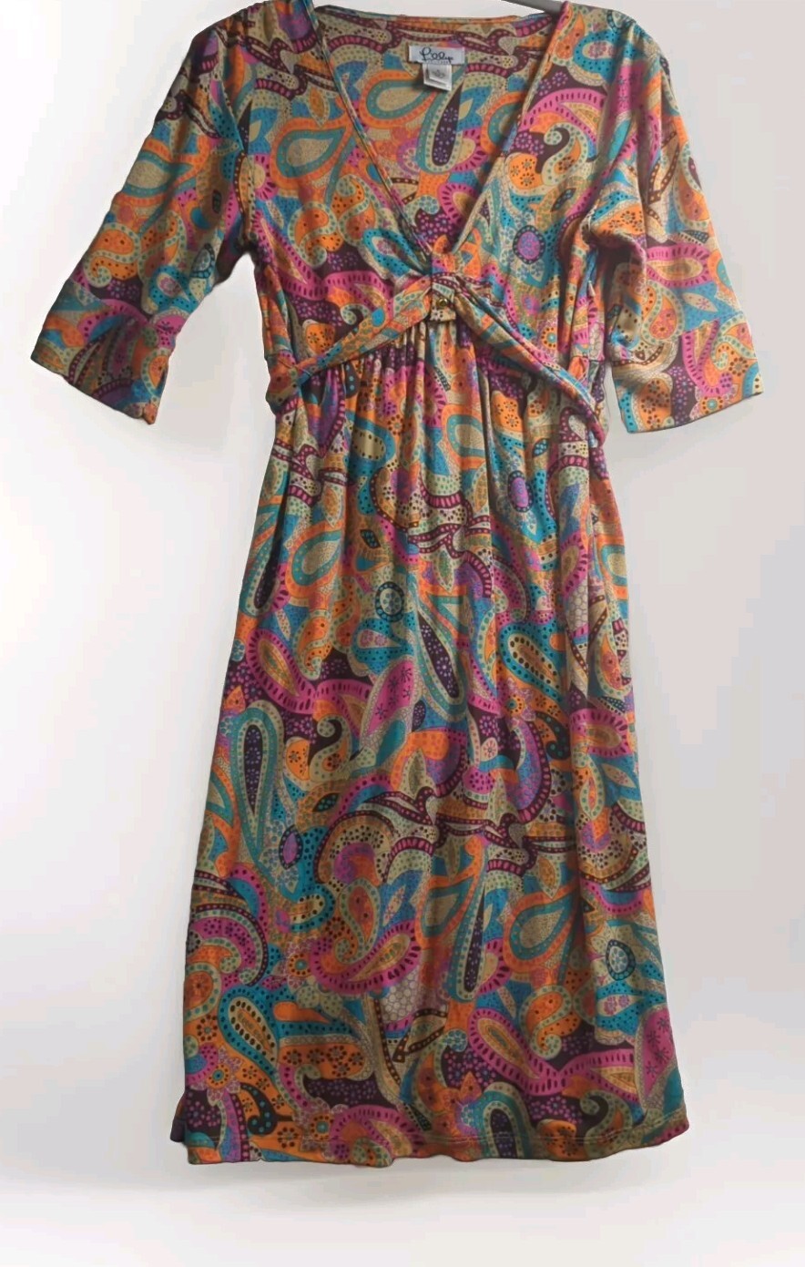 Lilly Pulitzer Dress Sz 6 Vintage Silk Orange Blue Pink Paisley Tie Back Retro