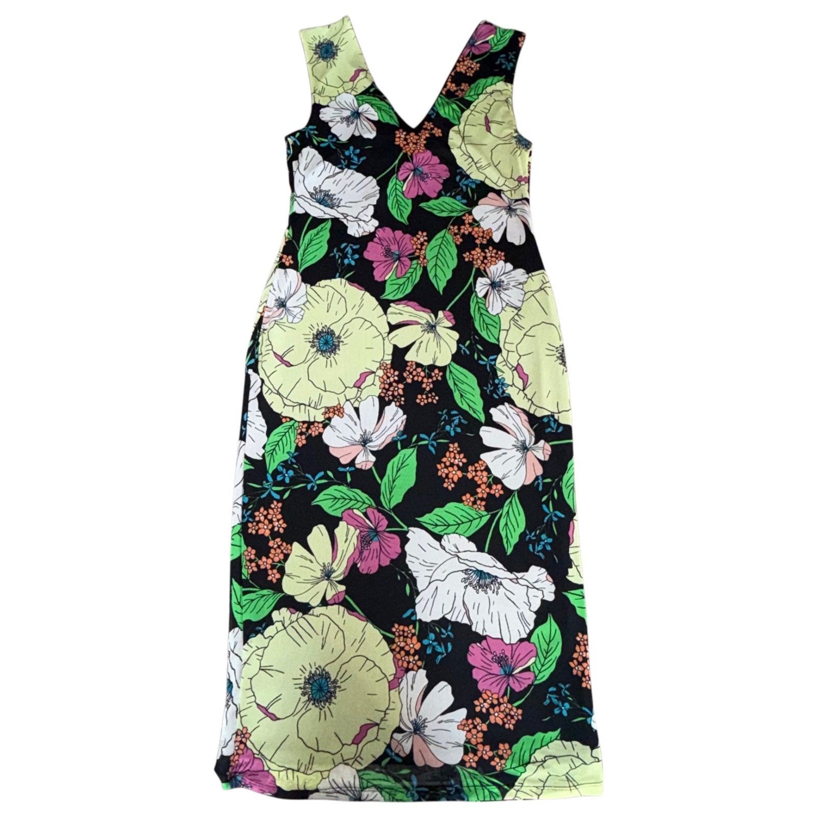 AFRM Los Angeles Ariana Floral Print Sleeveless Mesh Maxi Dress Womens Size Med