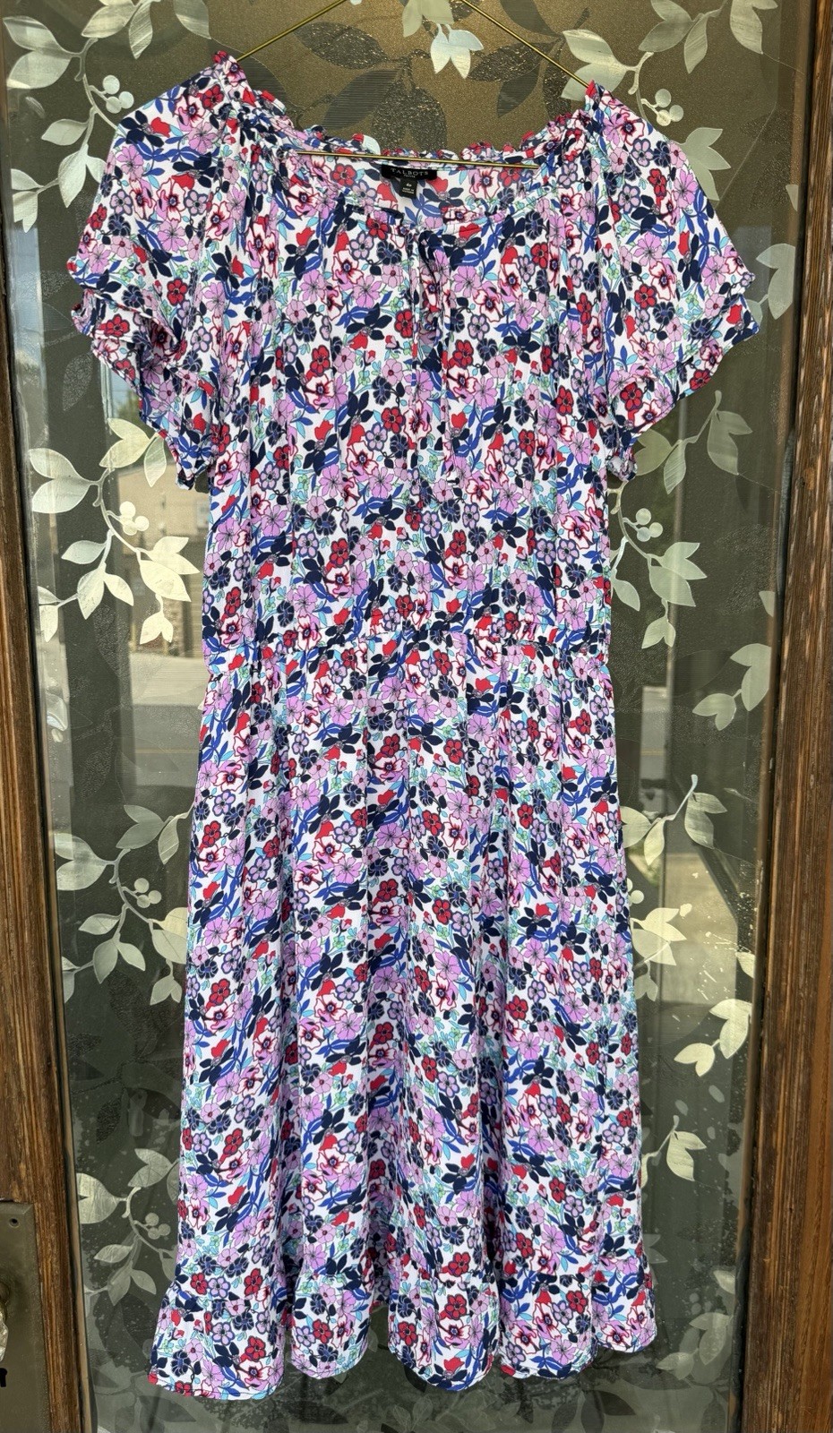 Talbots Women’s 4 Petite Boho-Chic, Peasant, Lined Floral Midi Dress EUC