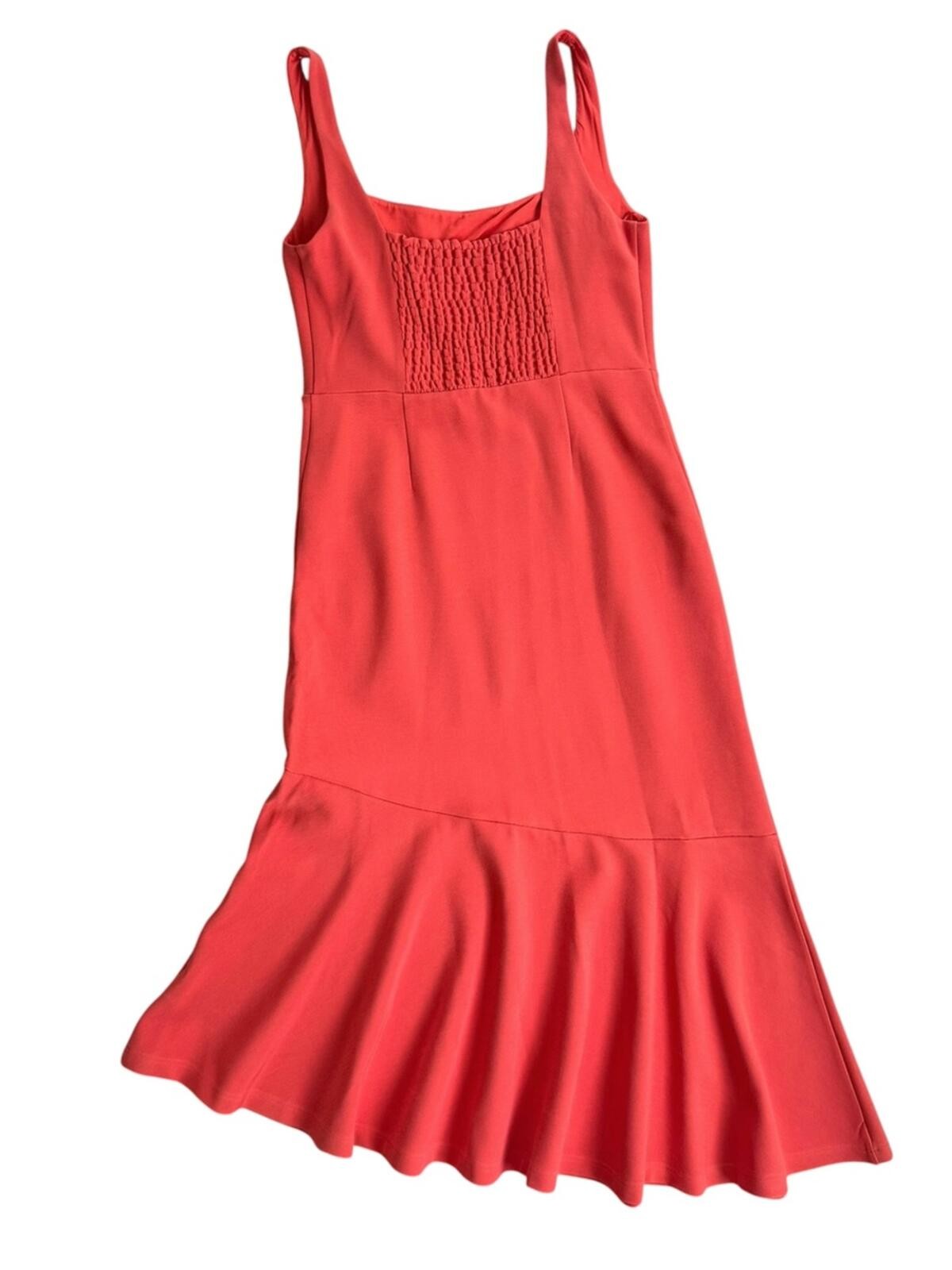 Anthropologie Ariana Square Neck Asymmetrical Ruffle Flounce Hem Dress