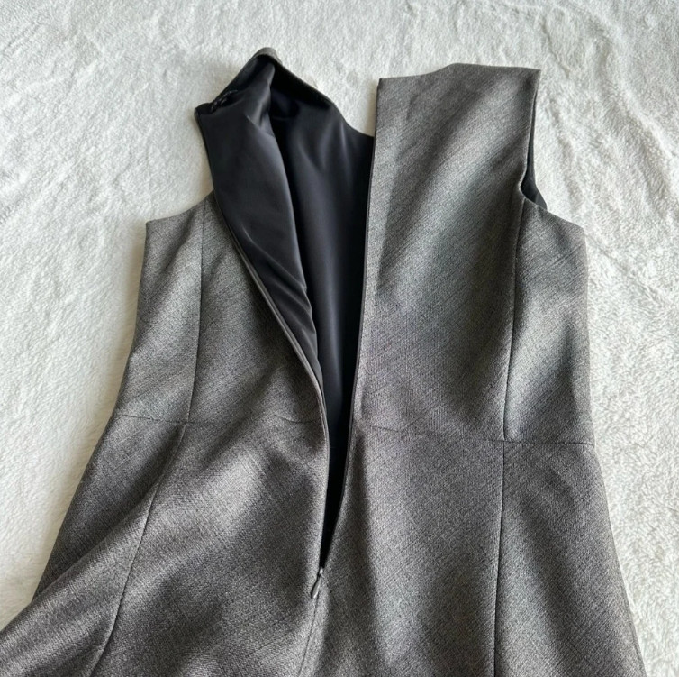 Theory Glipin Ginko Wool Silver Charcoal Sheet Dress 2