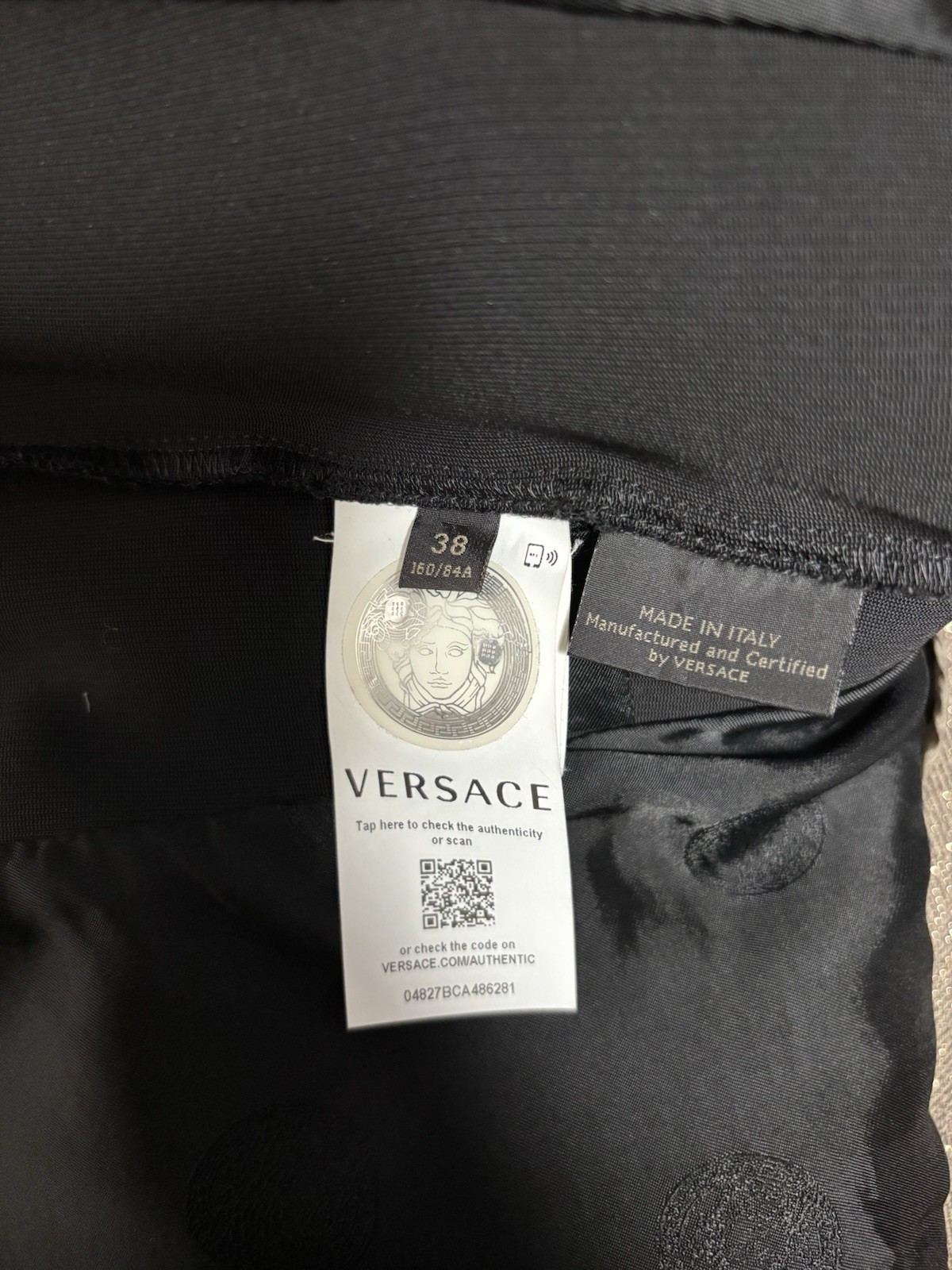 Versace 2019 Black Leather Gold Medusa Brooch Dress IT 38