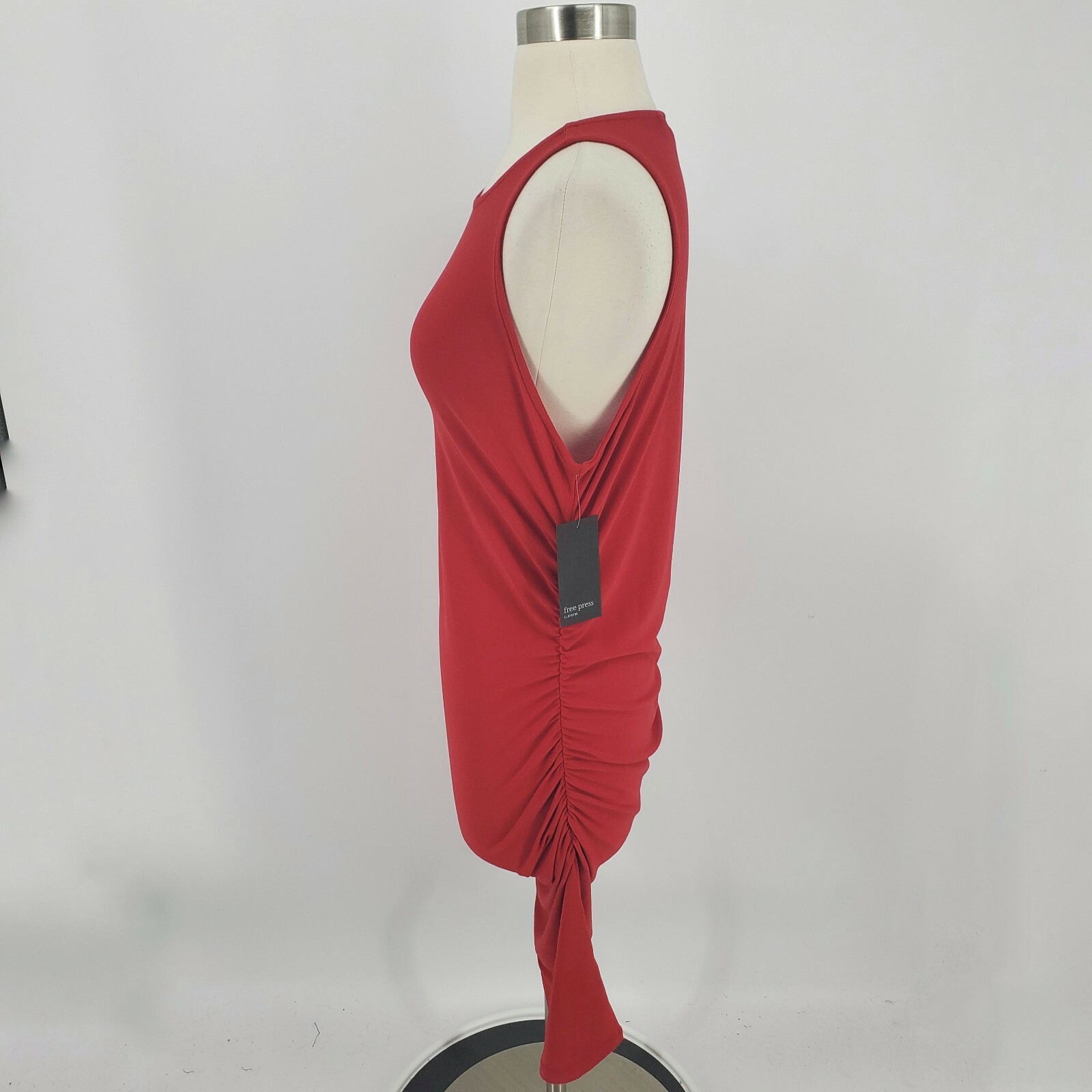 Free Press Side Ruched Mini Dress Sleeveless Red Size Large NWT