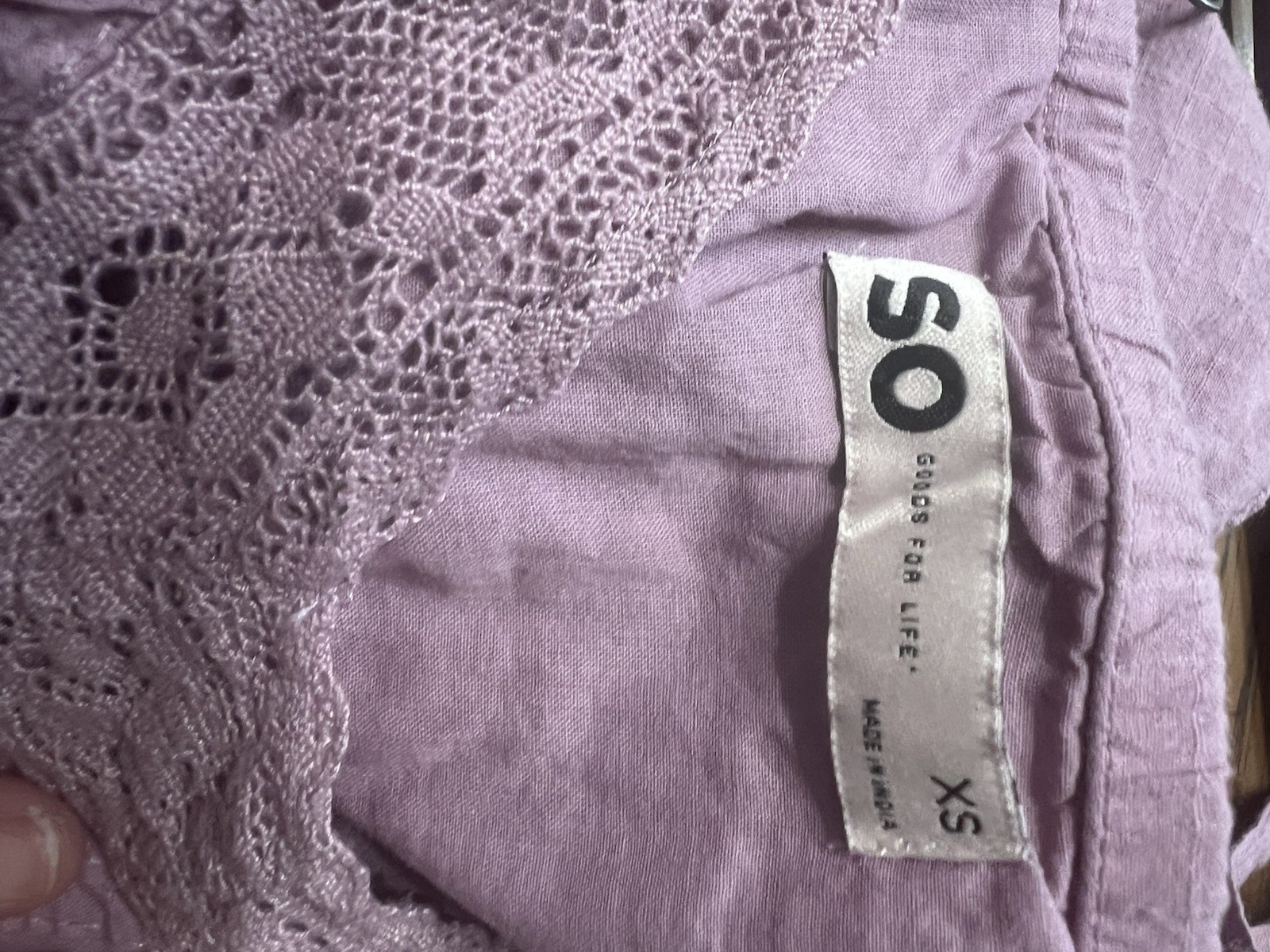 SO Purple Solid V-Neck Spaghetti Strap Lace Trim Lined Short Sundress XS